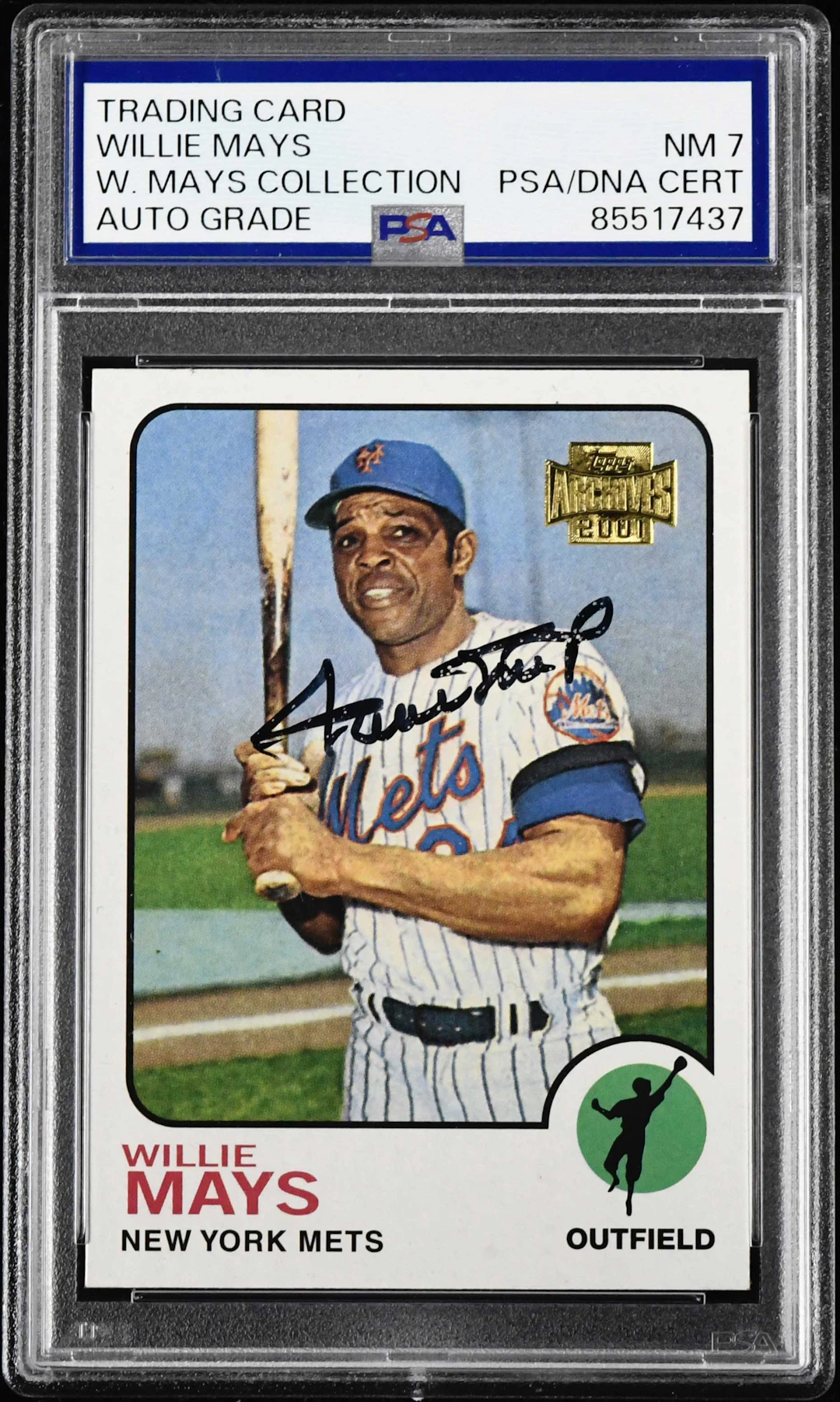 "Willie Mays autographed 2001 Topps Archives trading card...