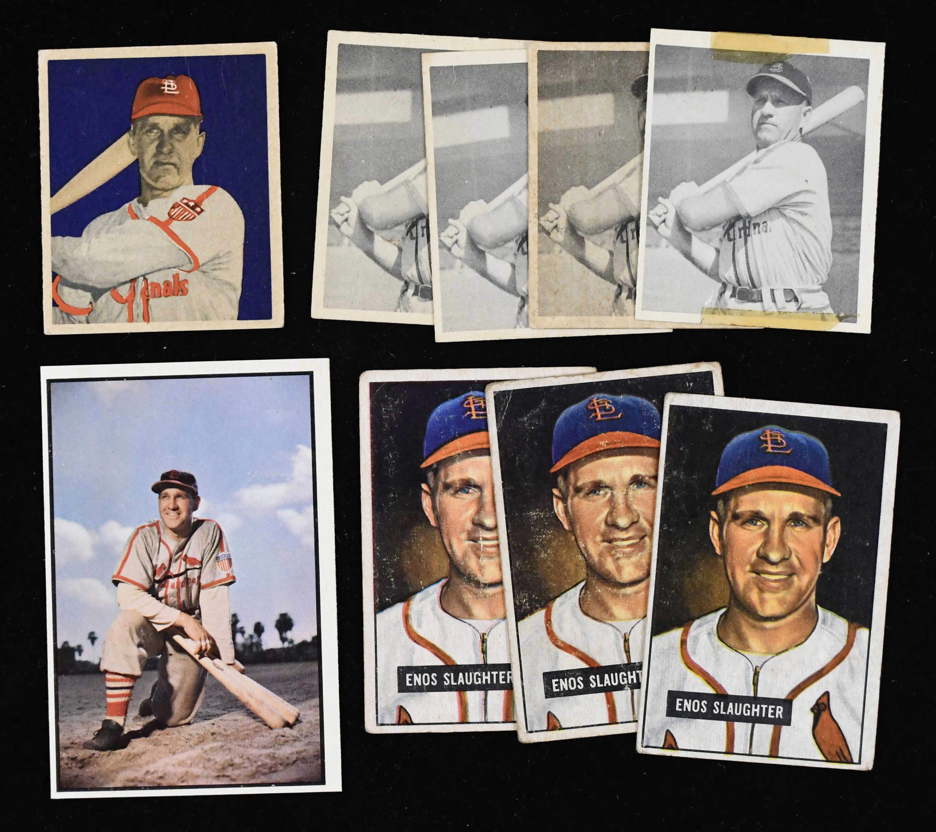 "Lot of (9) Enos Slaughter baseball cards including (4)...