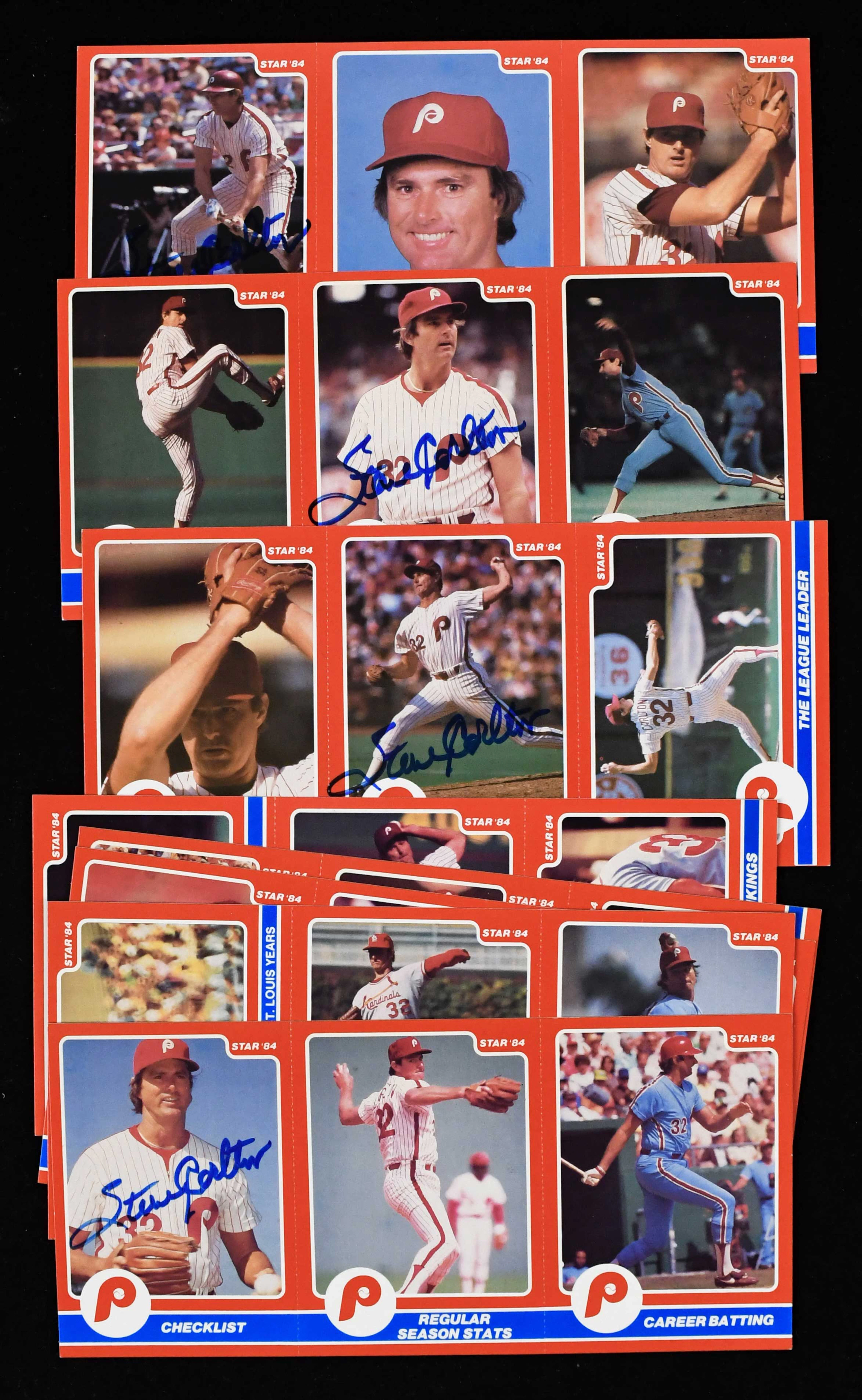 "1984 Star Steve Carlton complete set (24 cards) with (8) autographed (Sigs
