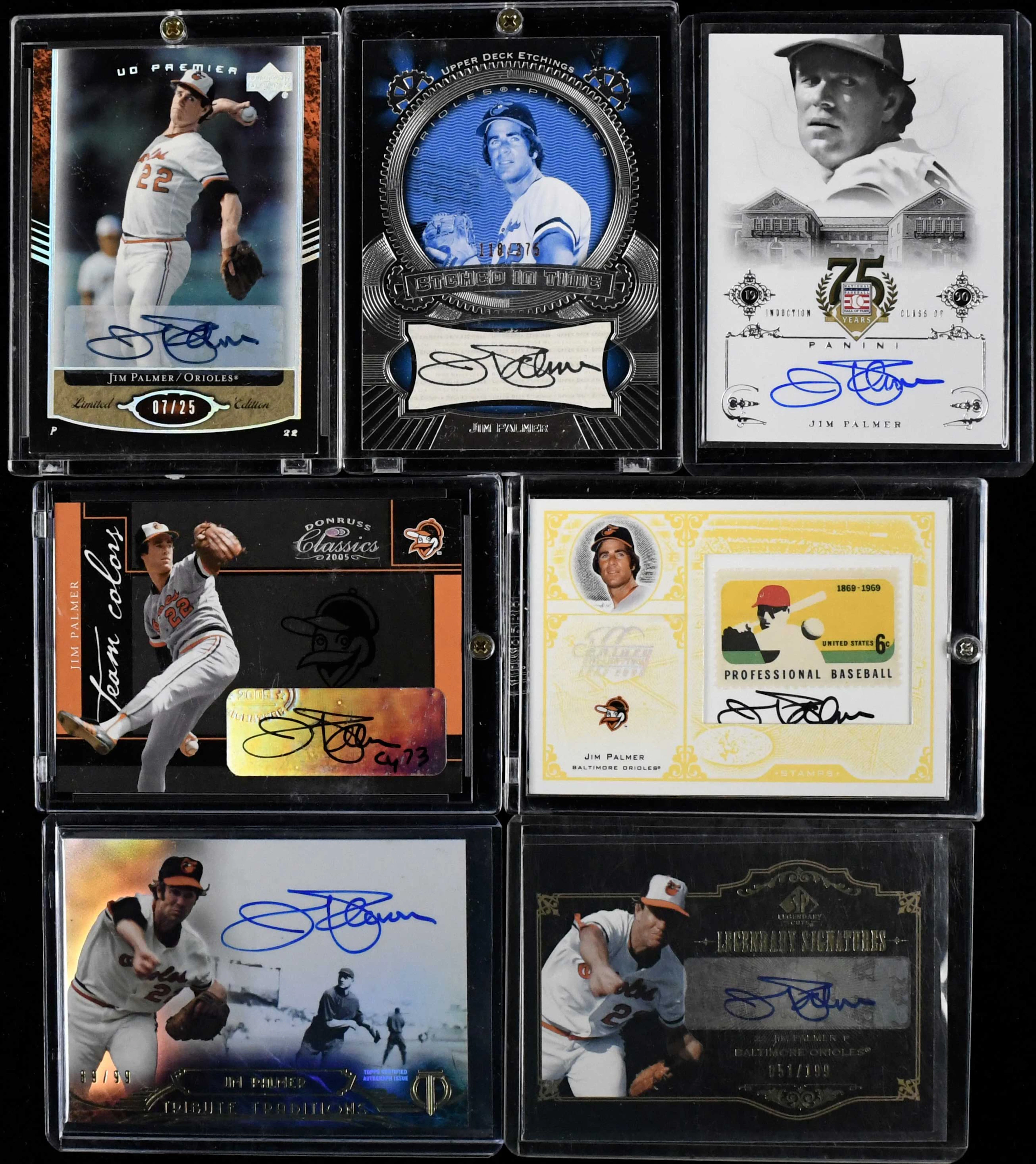 "Lot of (8) Jim Palmer signed insert cards including serial numbered (NM-NM/MT)