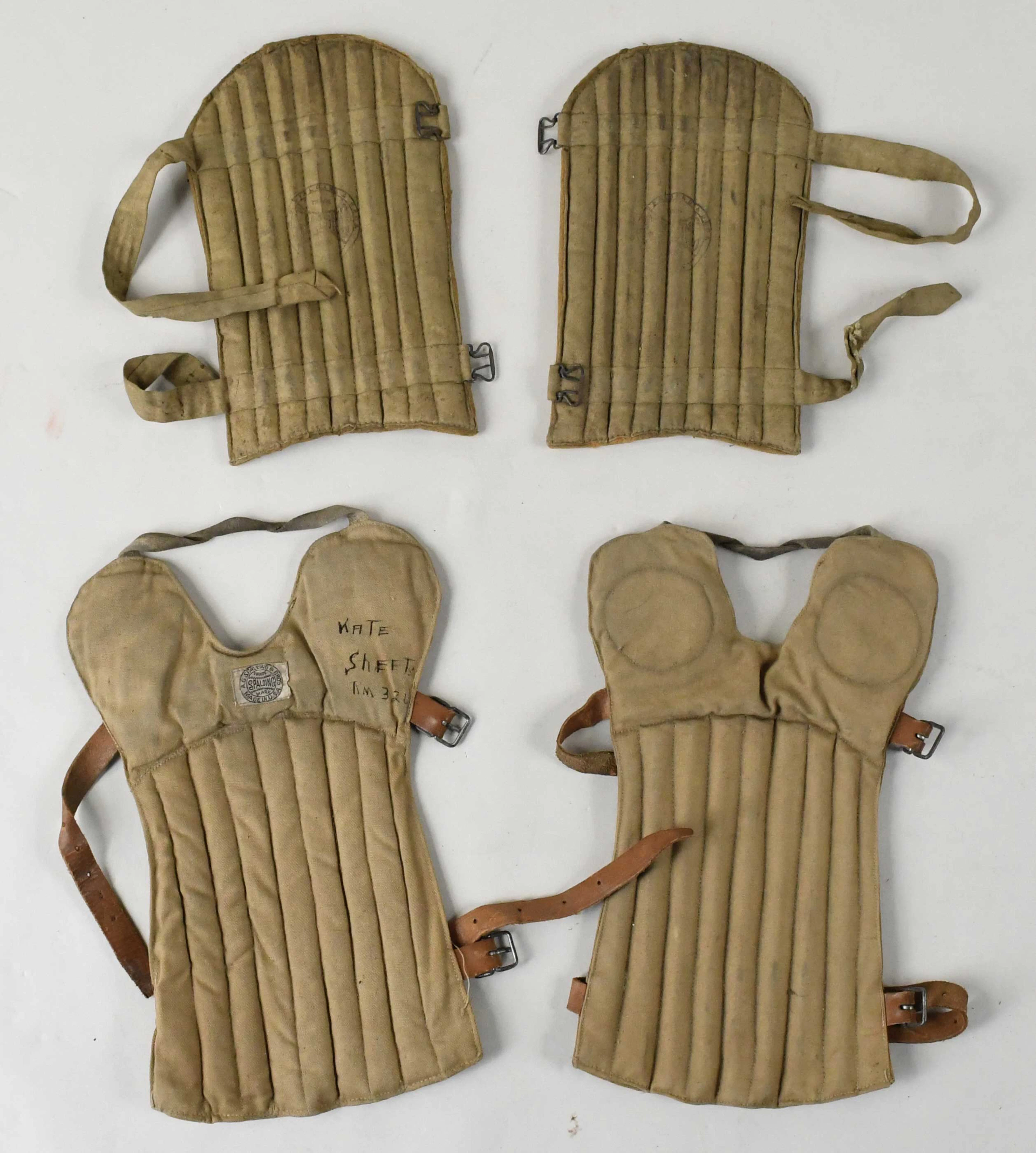 "Lot of (2) pairs of vintage Spalding soccer shin guards
