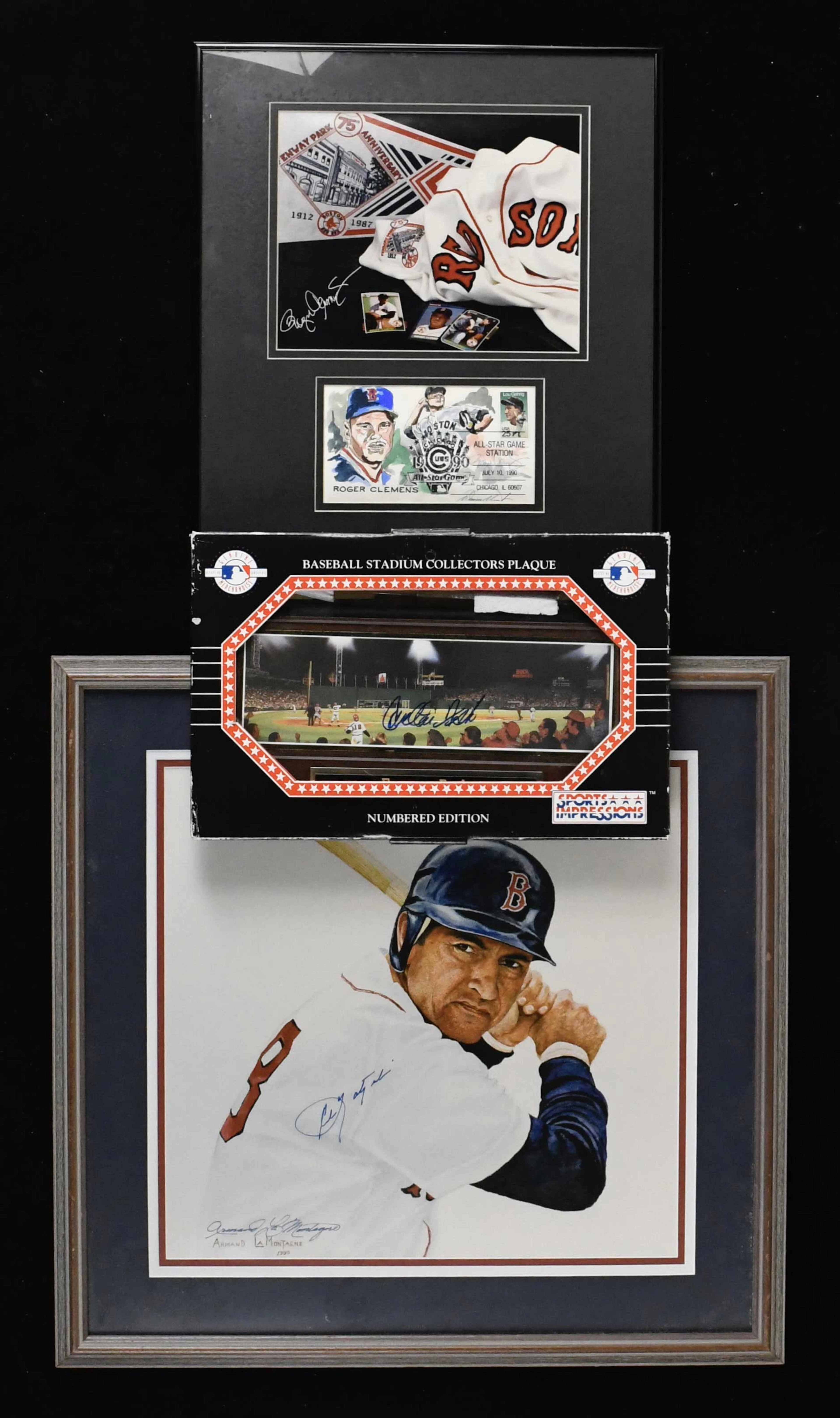 "Lot of (6) Boston Red Sox autographed display pieces
