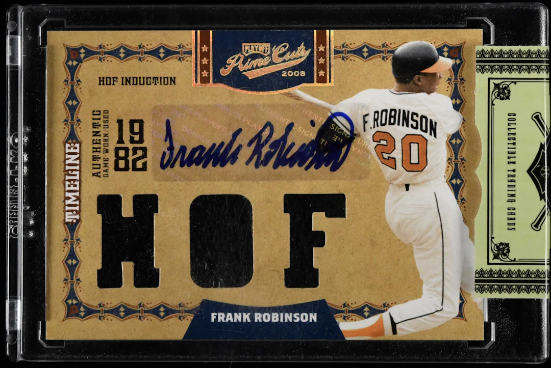 "Frank Robinson signed 2008 Playoff Prime Cuts relics...
