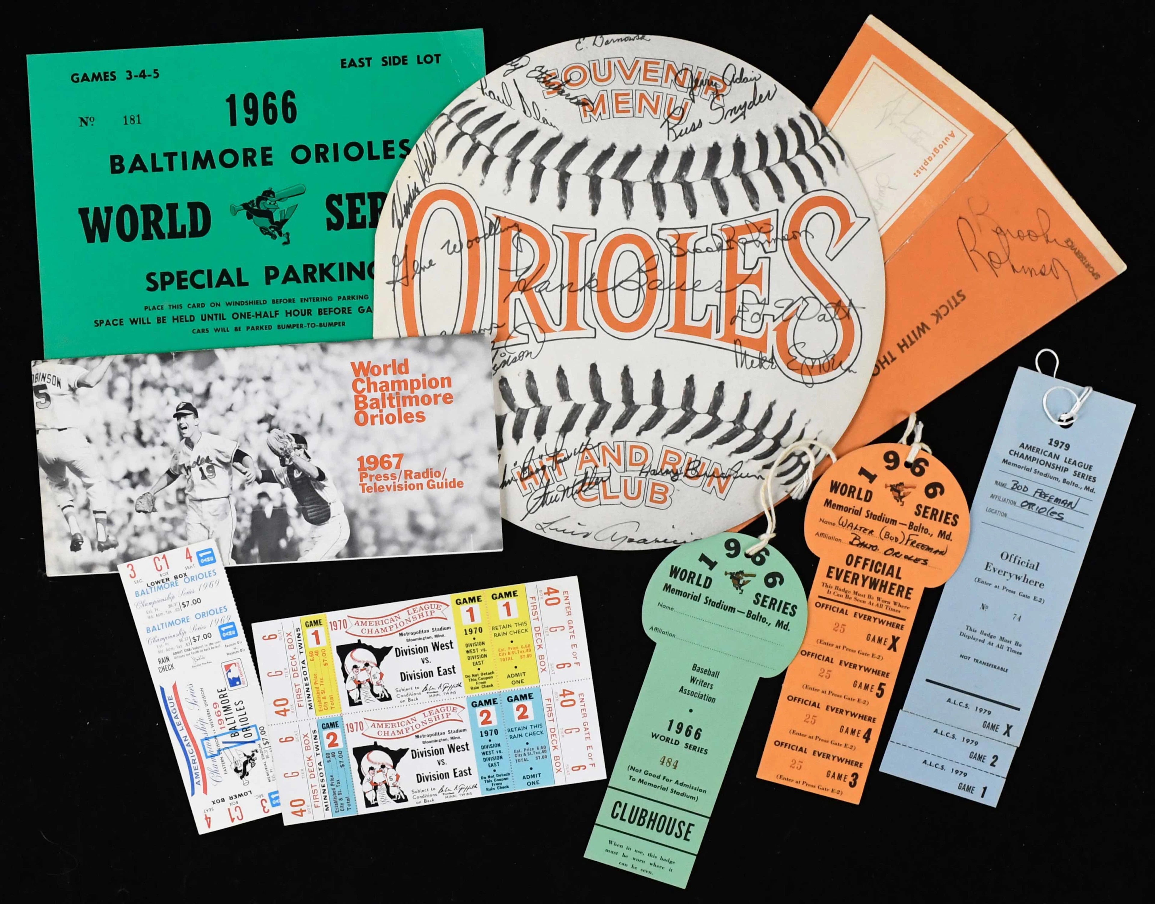 "Lot of Baltimore Orioles memorabilia and tickets from 1966-1996 (GD-NM)