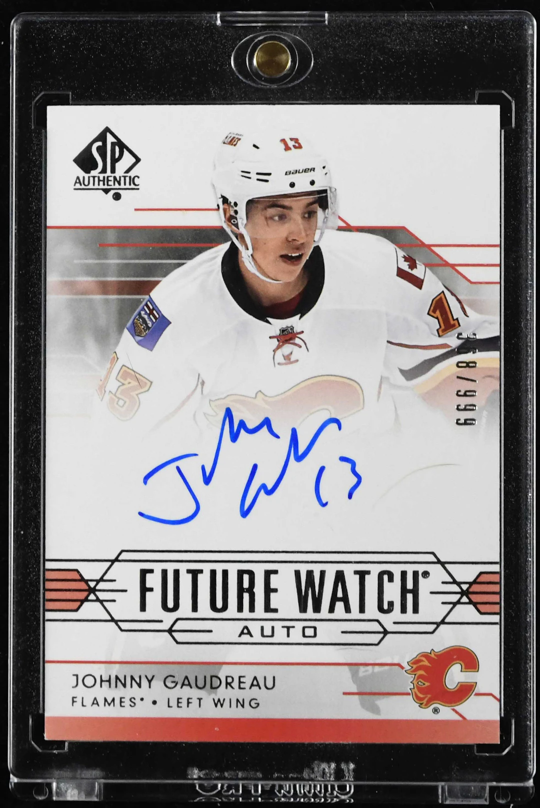 Johnny Gaudreau signed 2014-15 SP Authentic serial numbered rookie card (NM)