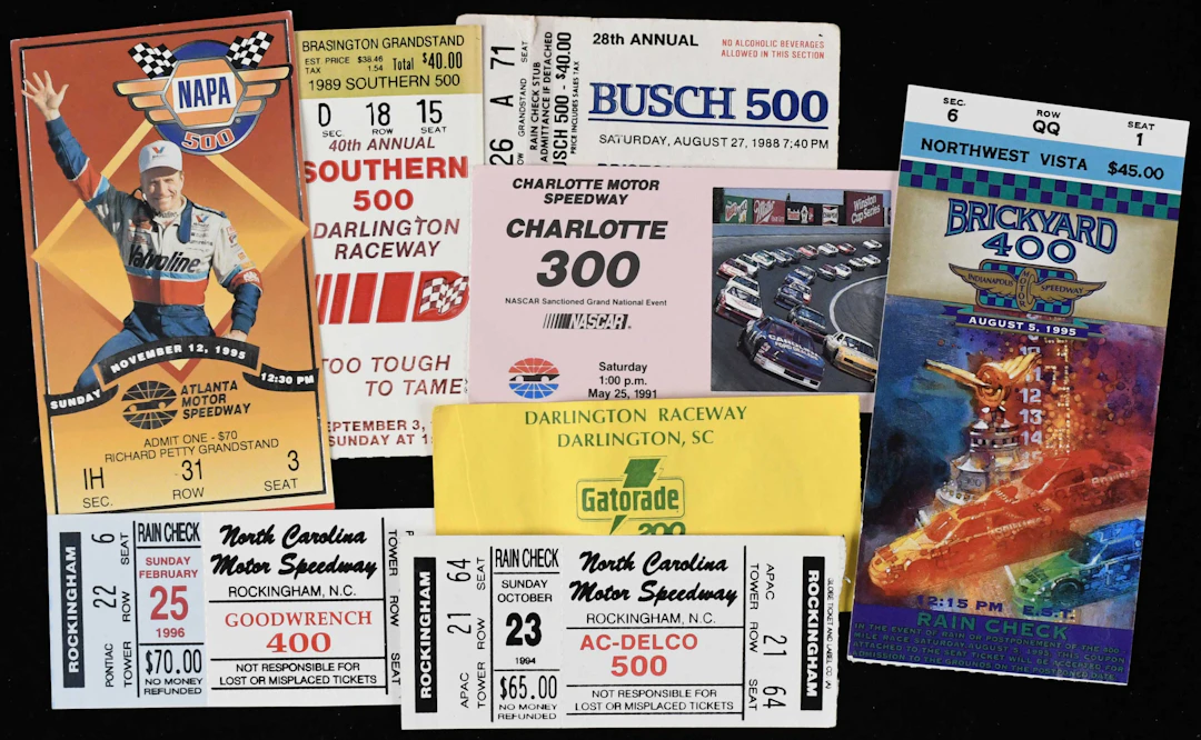 "Lot of (24) Dale Earnhardt NASCAR win full tickets and ticket stubs (FR/GD-NM)