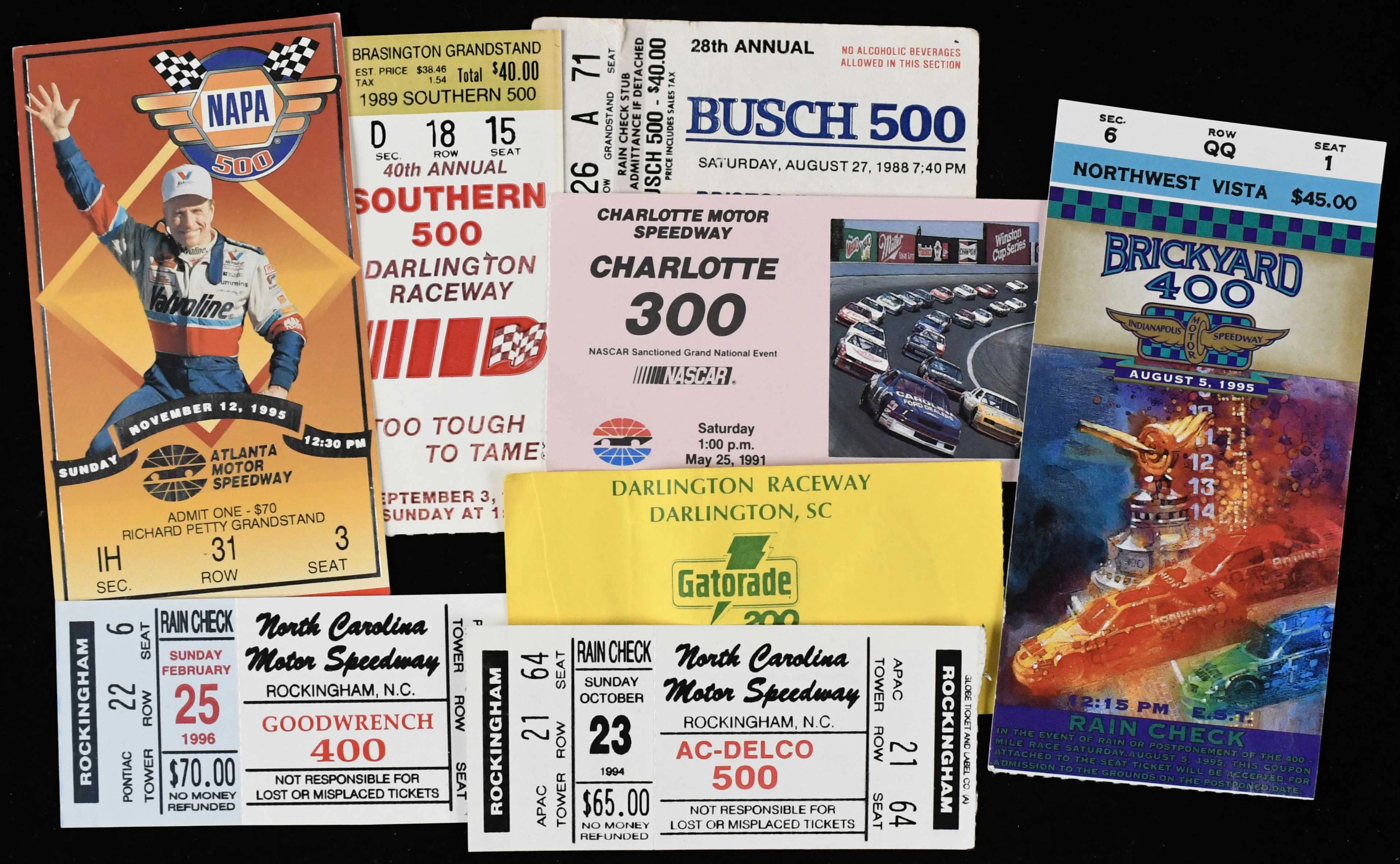 "Lot of (24) Dale Earnhardt NASCAR win full tickets and ticket stubs (FR/GD-NM)