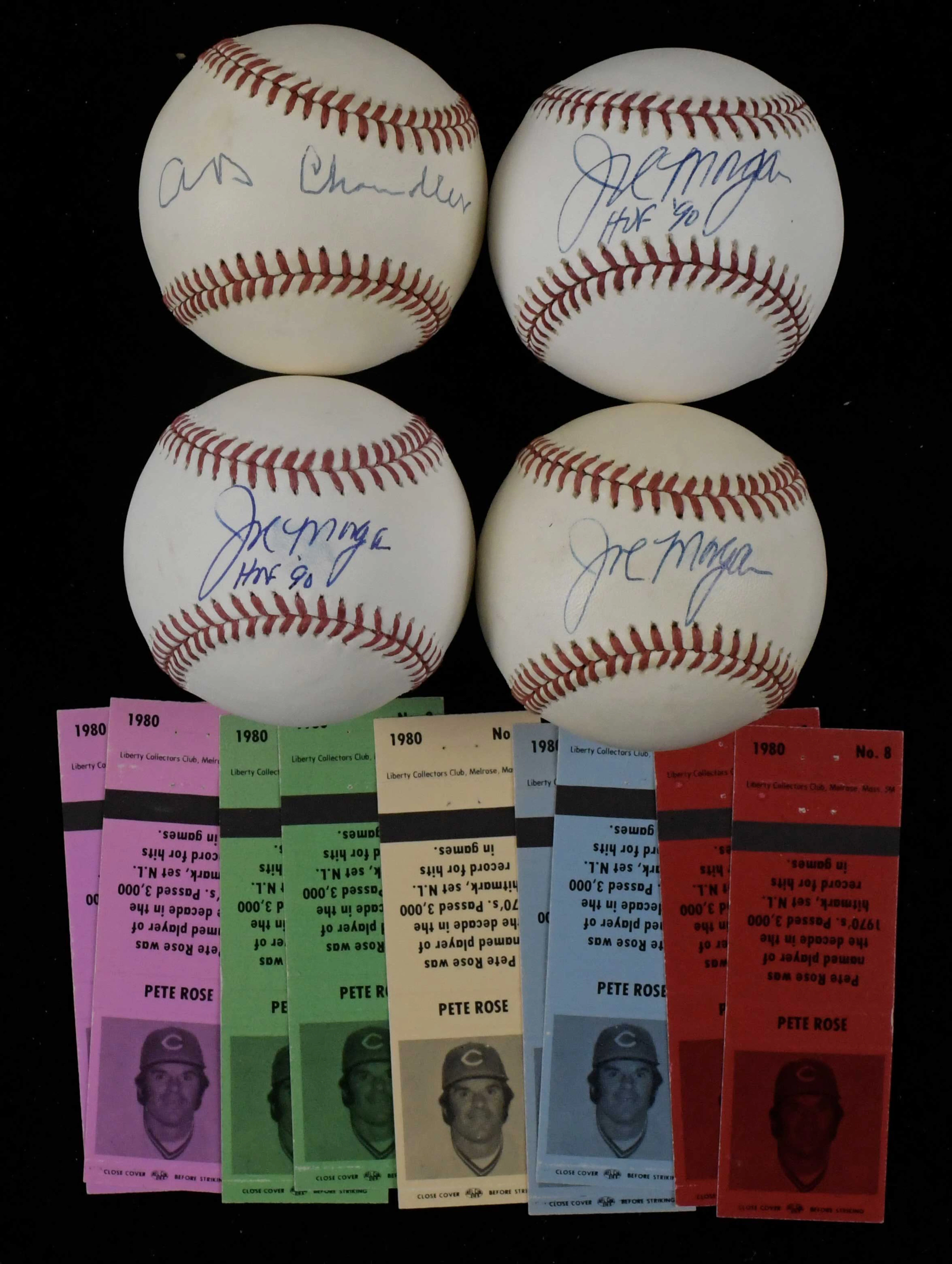 "Lot of (3) Joe Morgan signed baseballs (3) Happy Chandler signed baseballs