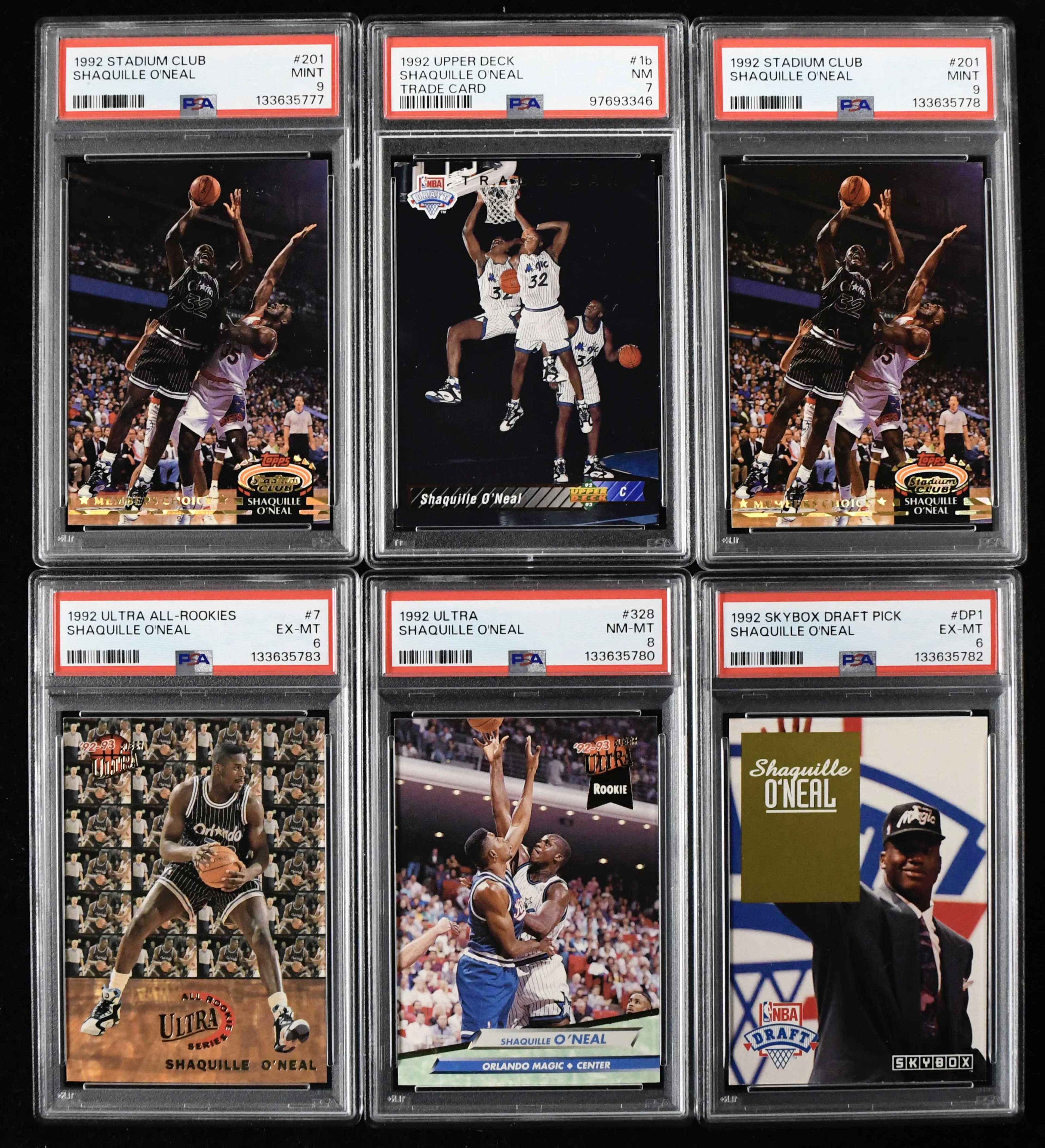 "Lot of (9) PSA-graded 1992 Shaquille O'Neal RCs