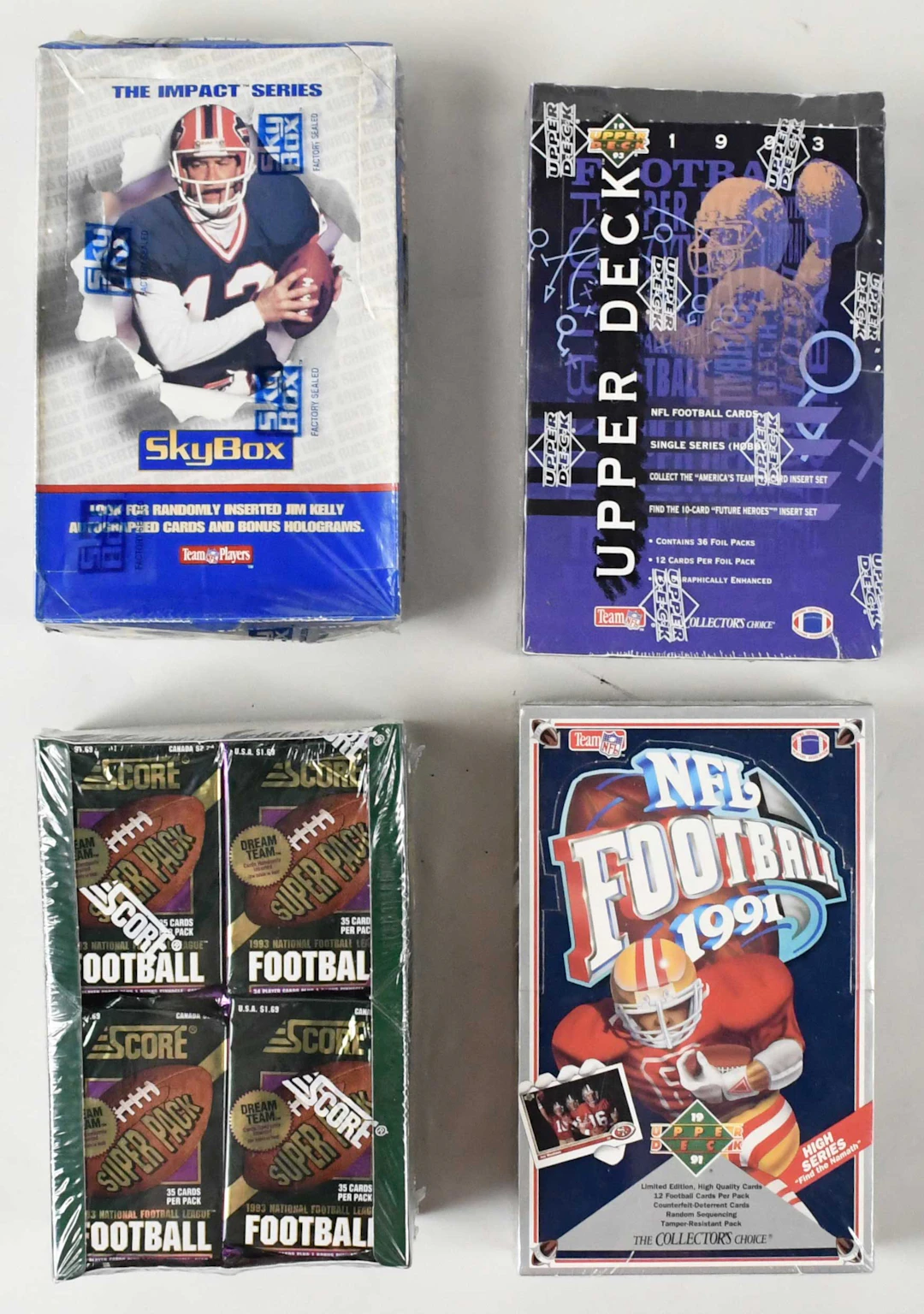 "Lot of (6) 1991-1993 FB factory-sealed hobby boxes and sets