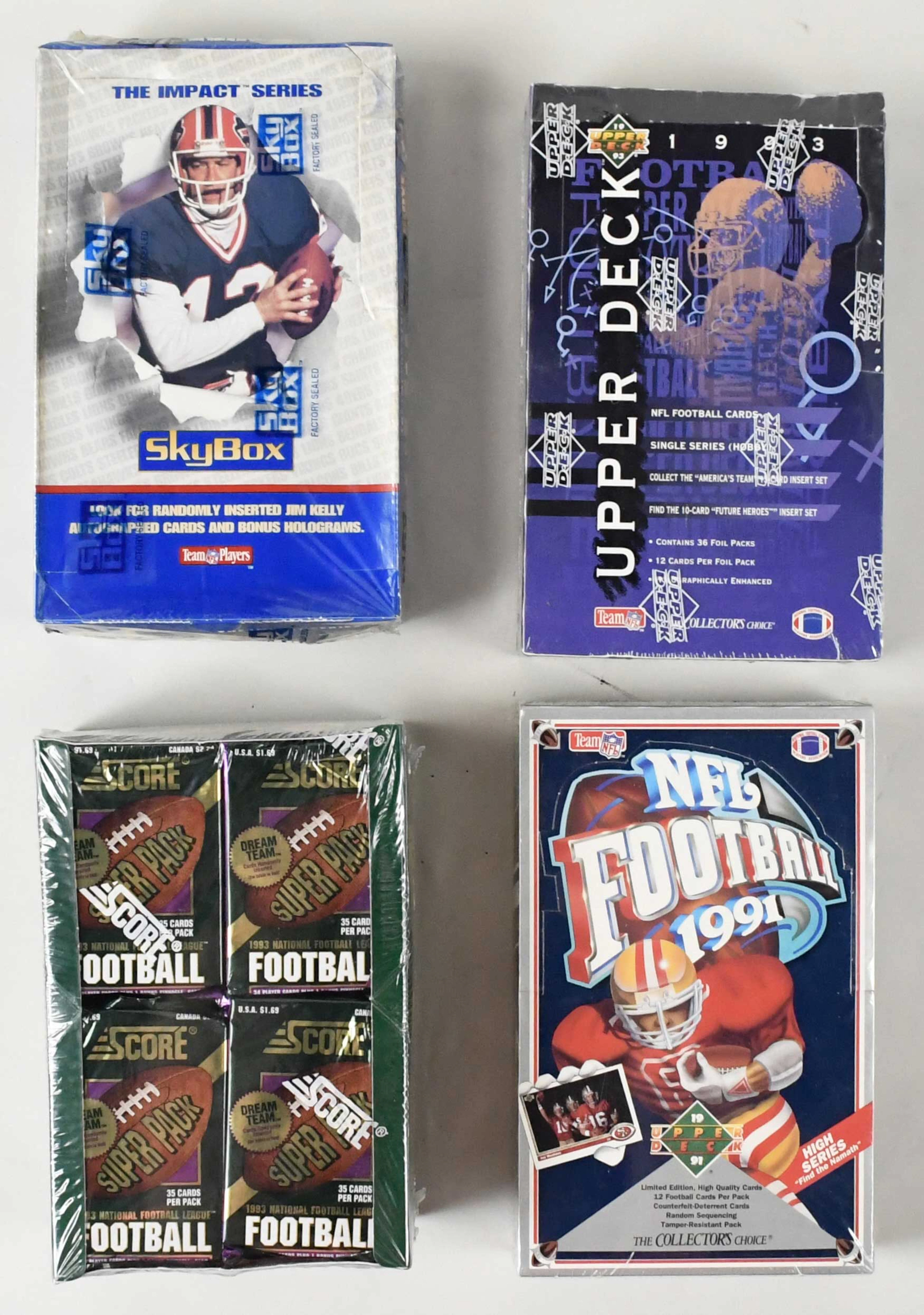 "Lot of (6) 1991-1993 FB factory-sealed hobby boxes and sets