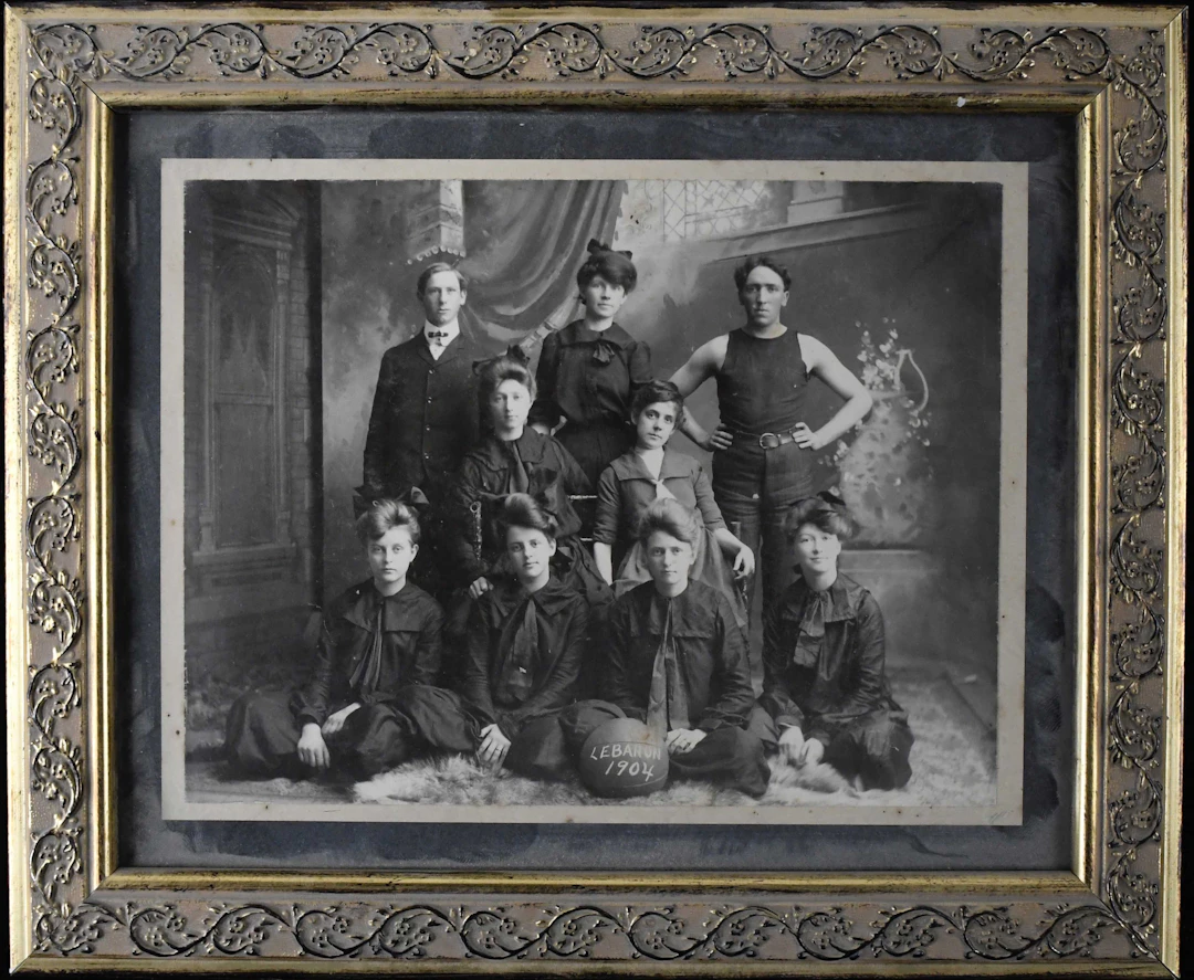 "1904 Lebanon ladies basketball team photograph (EX framed)