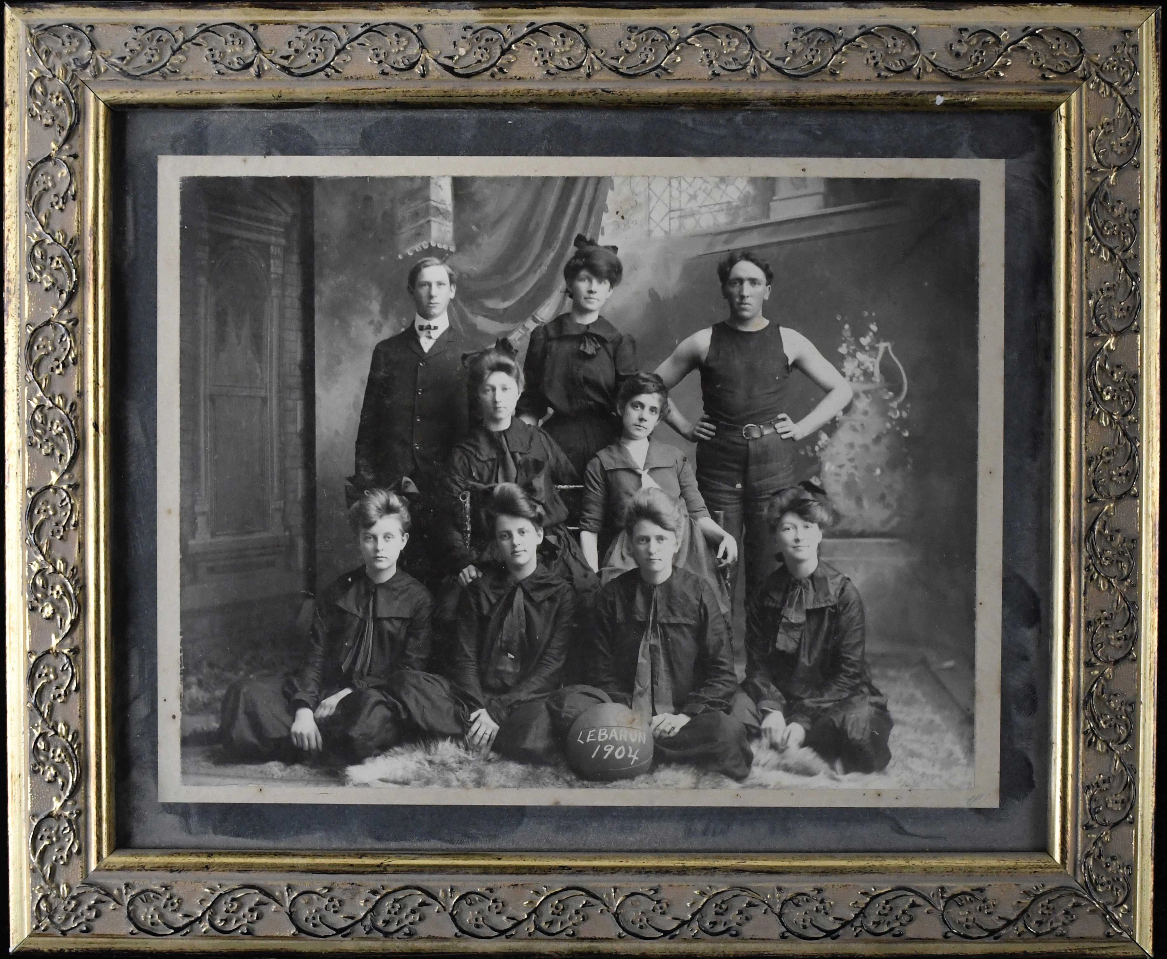 "1904 Lebanon ladies basketball team photograph (EX framed)