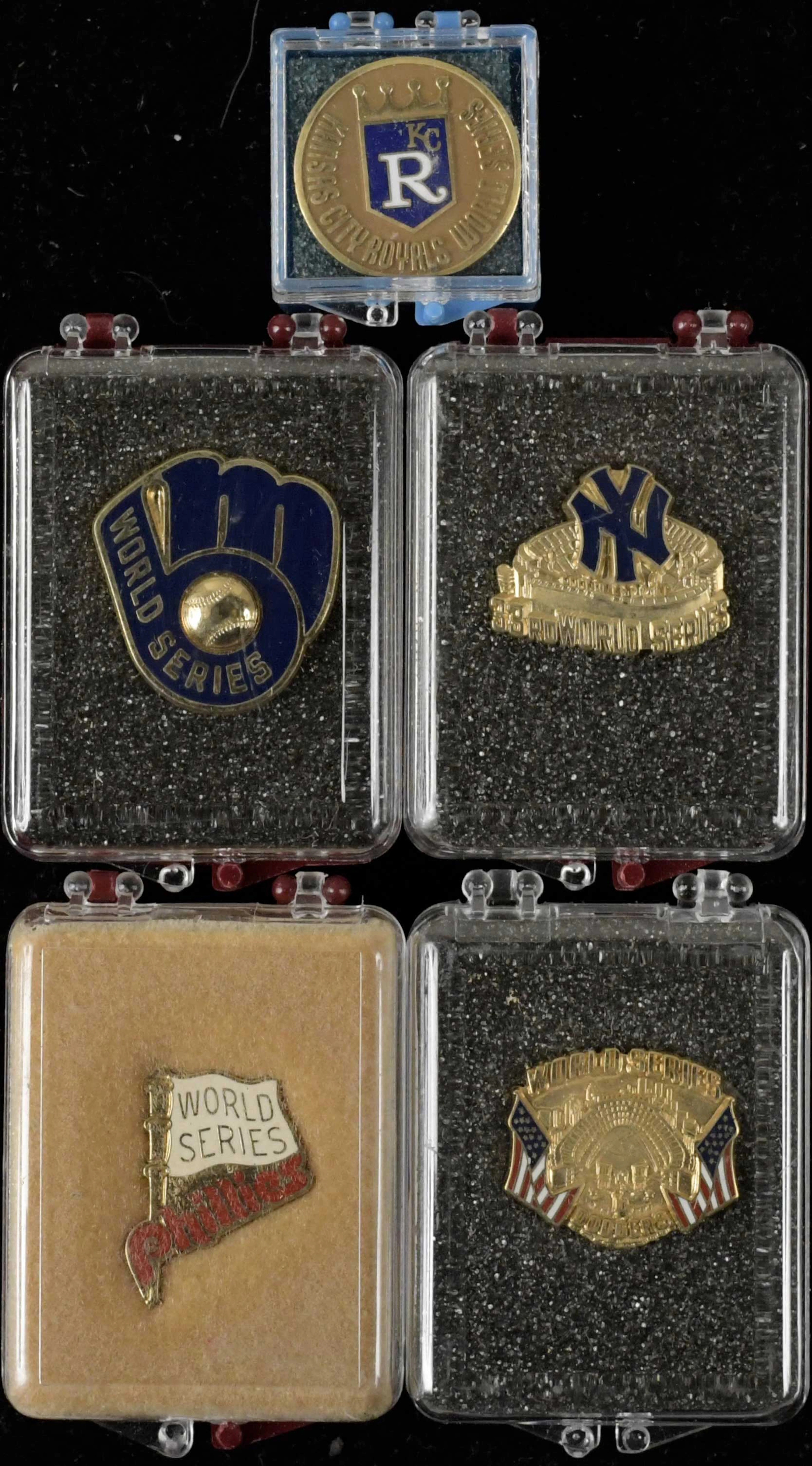 "Lot of (6) World Series press pins from 1980-1982 (EX/MT-NM/MT)