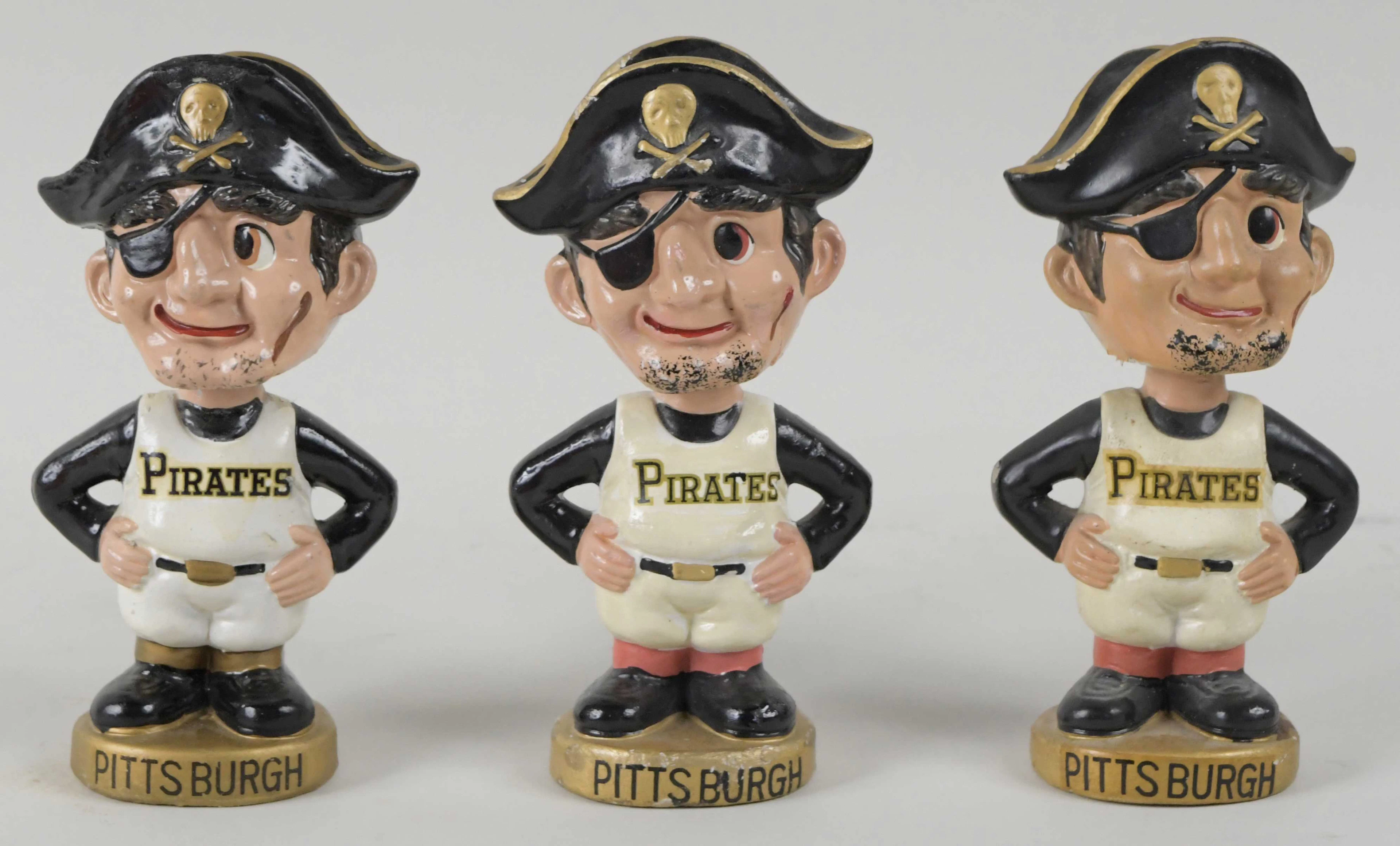 "Lot of (3) Pittsburgh Pirates gold base bobbleheads