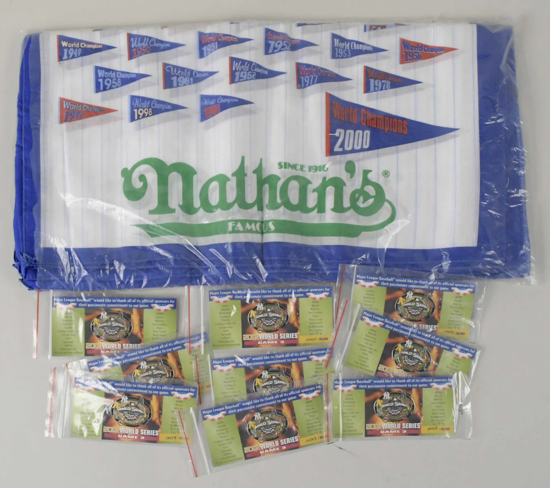 "Lot of New York Yankees stadium giveaway banners and...