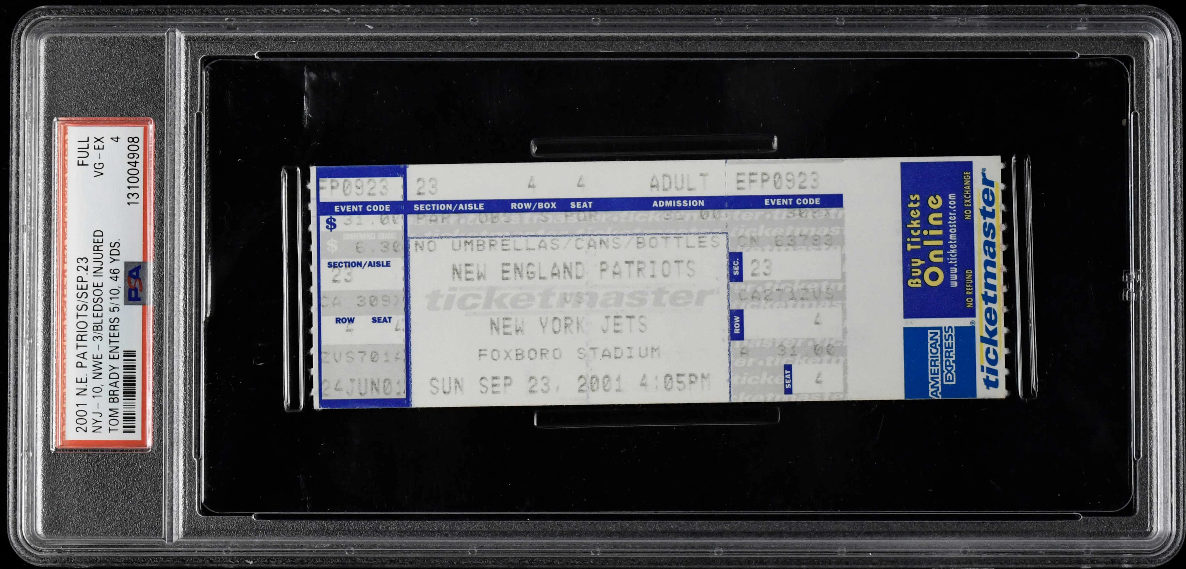 "2001 New York Jets at New England Patriots full ticket...