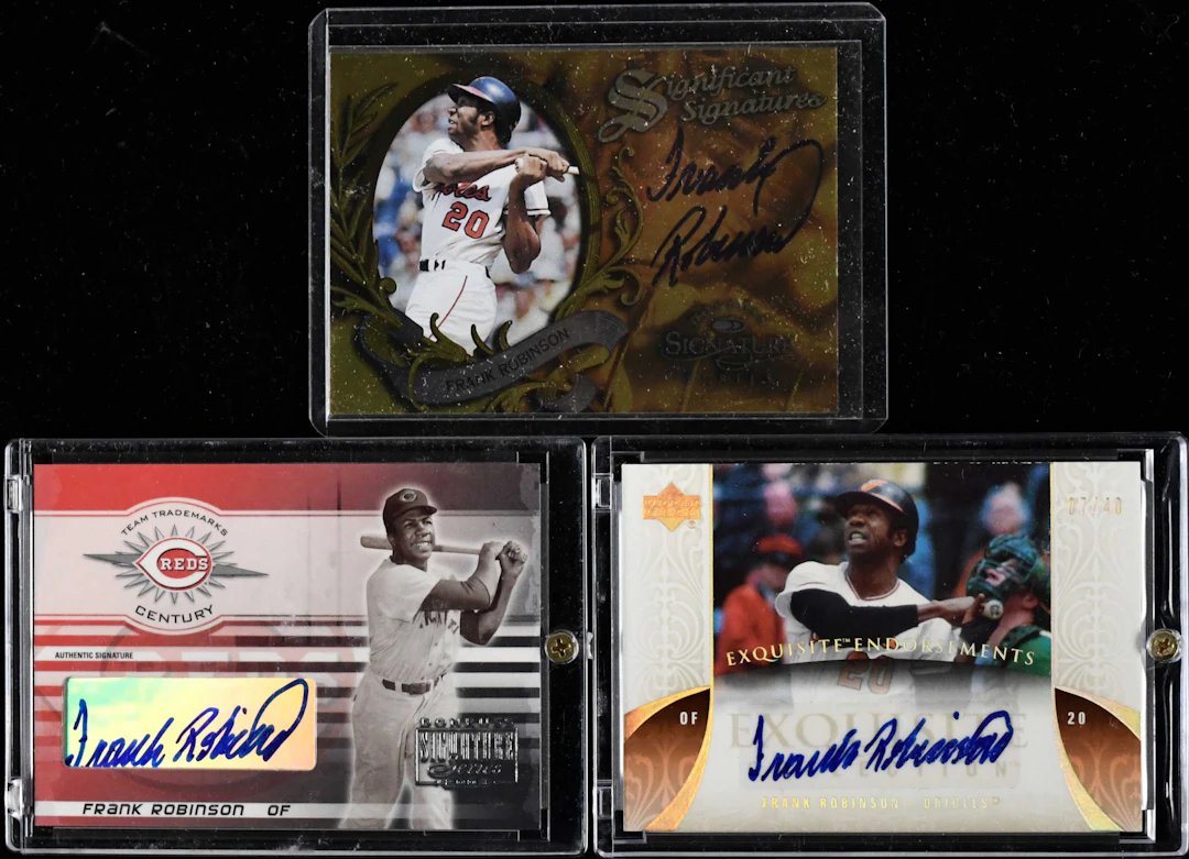 "Lot of (3) Frank Robinson signed serial numbered insert cards (NM-NM/MT)