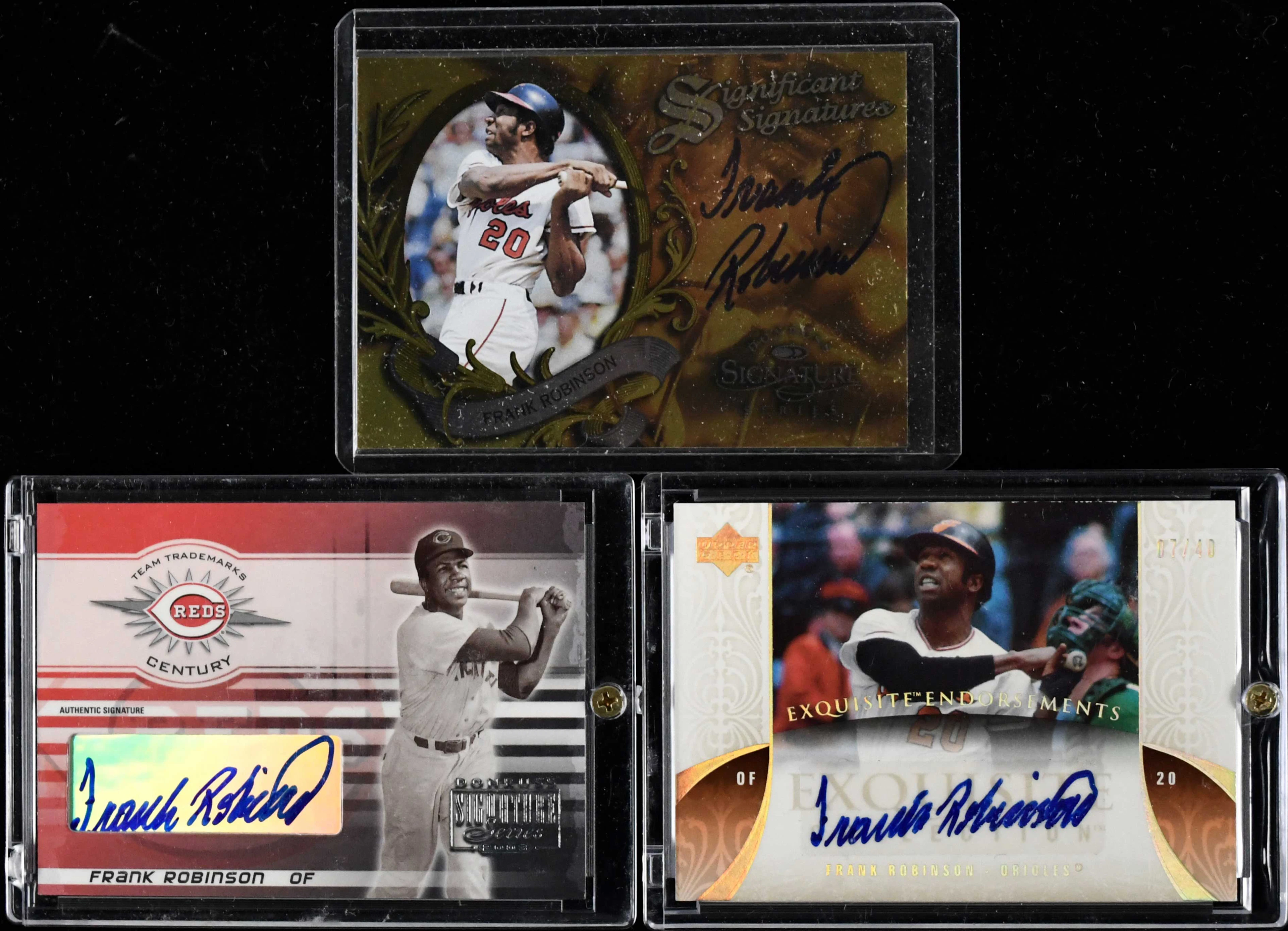 "Lot of (3) Frank Robinson signed serial numbered insert cards (NM-NM/MT)