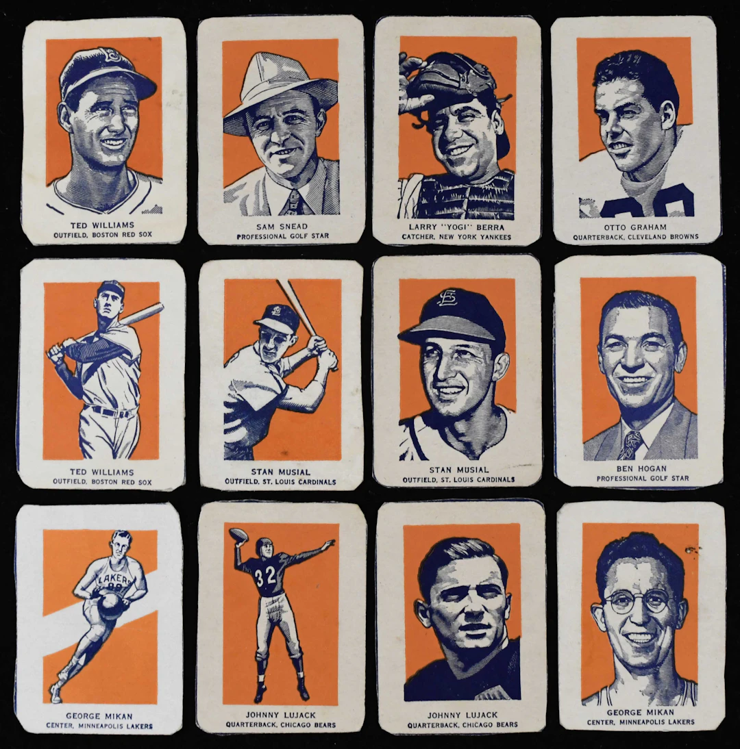 "1952 Wheaties multi-sport complete set (60) with Williams