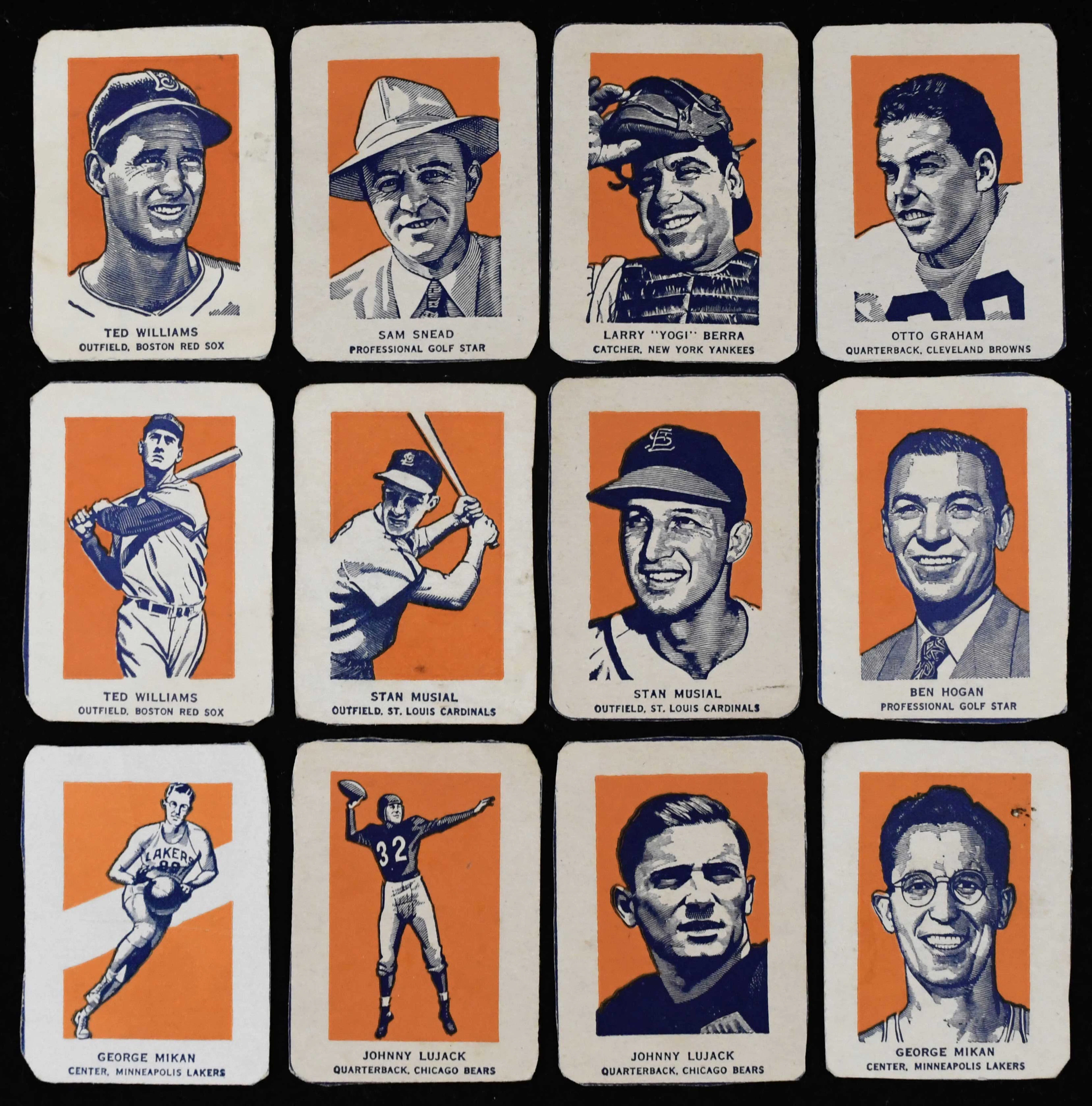 "1952 Wheaties multi-sport complete set (60) with Williams