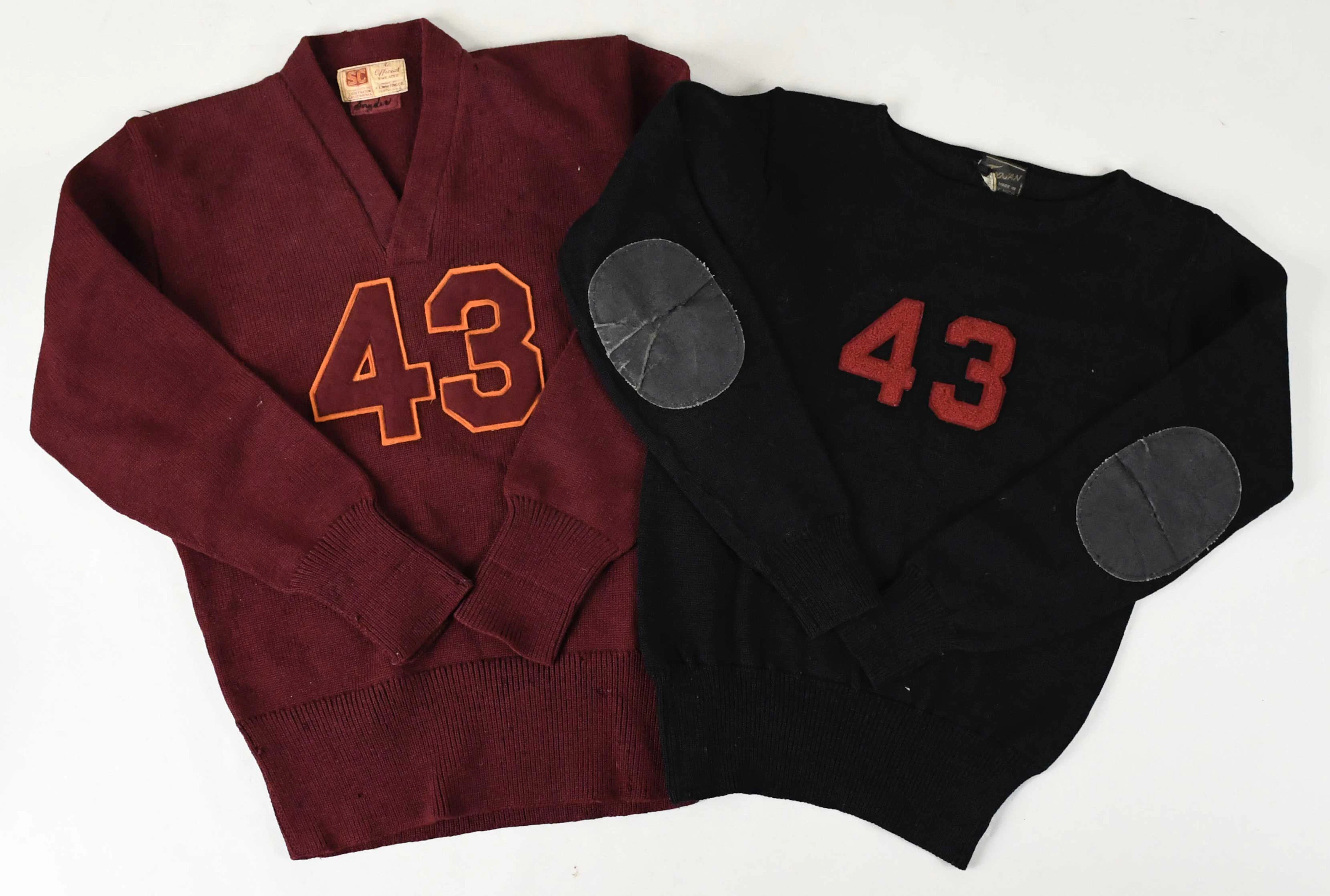 "Lot of (4) vintage college of high school sweaters from 1943-1957 (VG/EX-EX/MT)