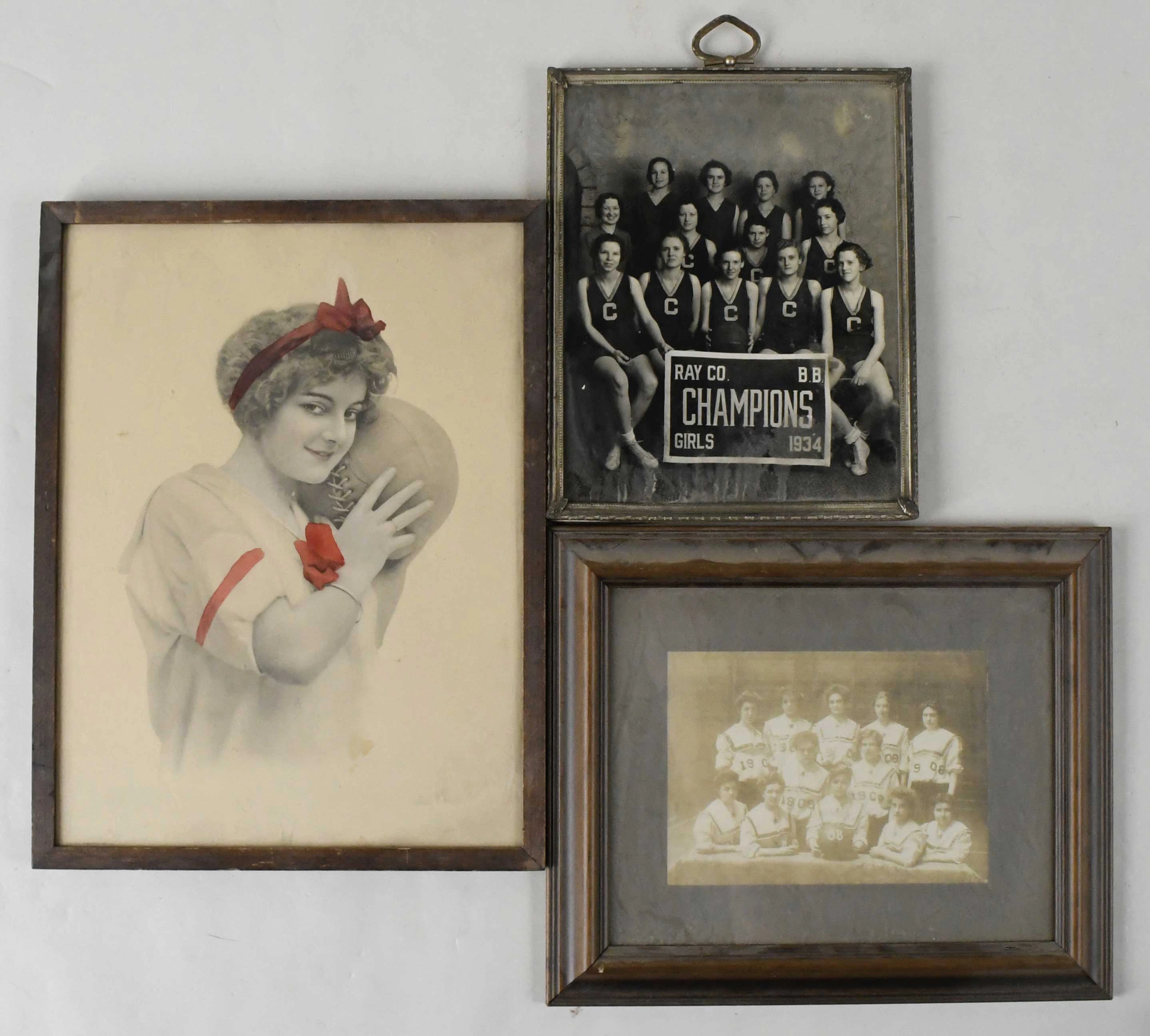 "1912 ladies basketball print plus (2) vintage ladies...