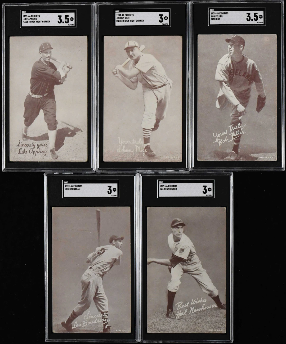 "Lot of (5) 1939-46 Exhibits Salutations HOFers