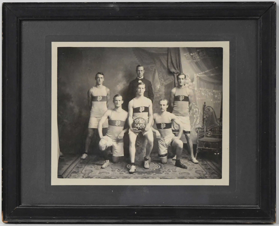 "1904-05 YMCA basketball team photograph (EX/MT framed)