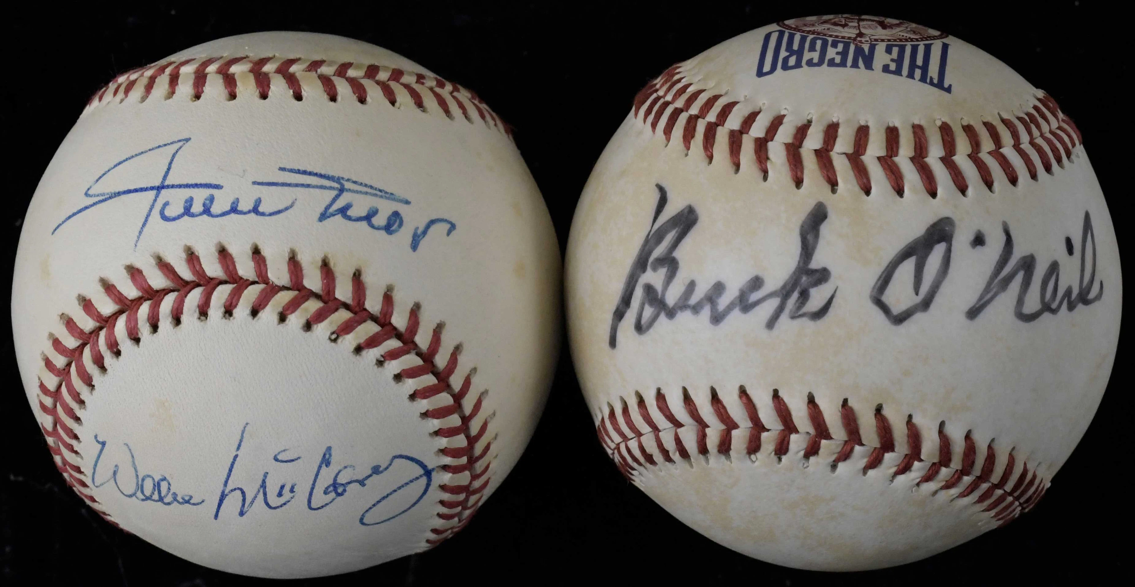 "Willie Mays and Willie McCovey signed ball with Buck...