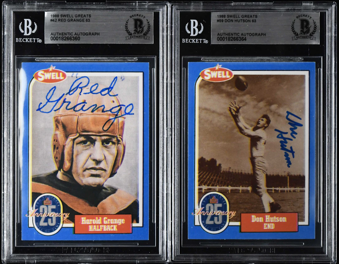 "Red Grange & Don Hutson signed 1988 Swell Football...