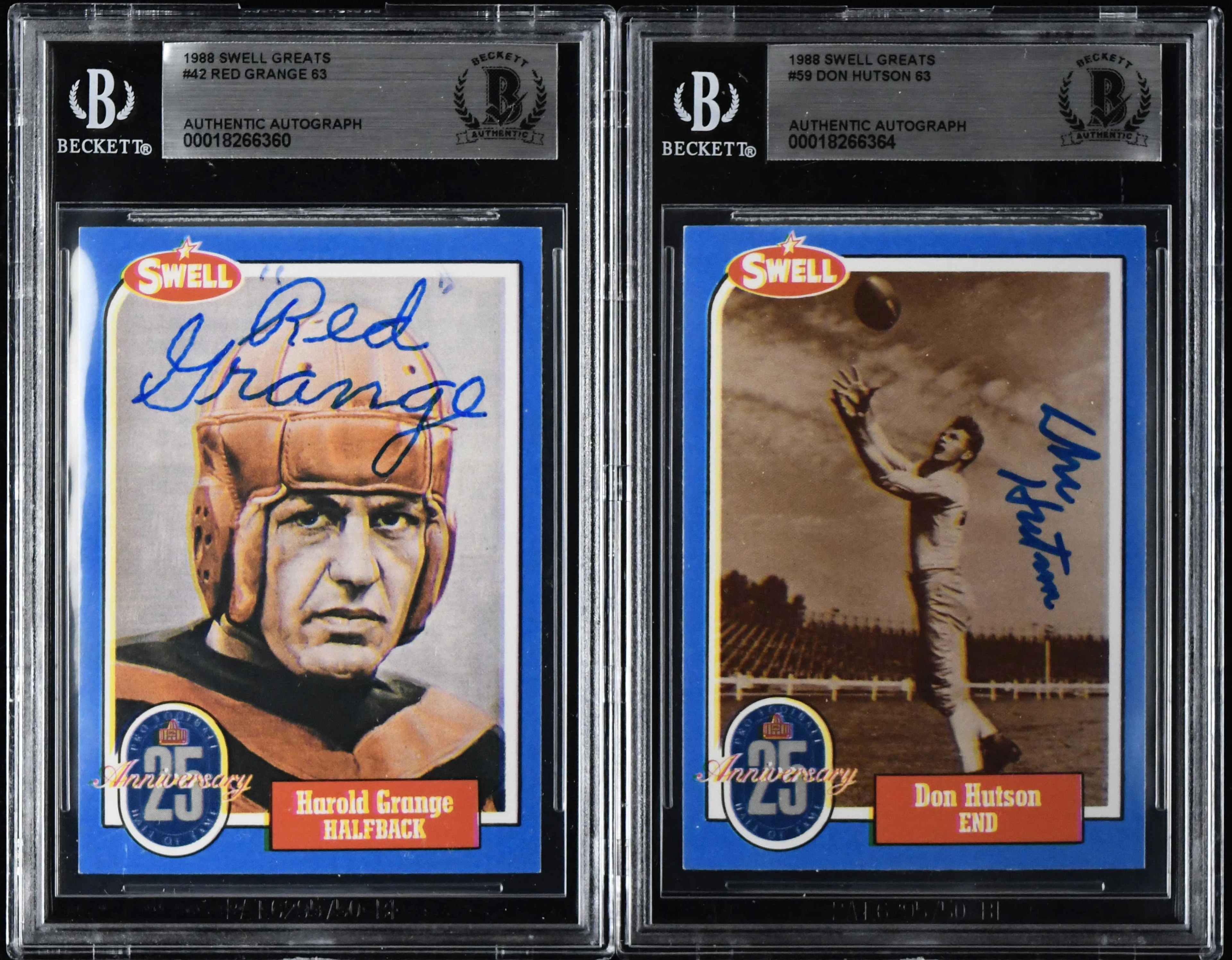 "Red Grange & Don Hutson signed 1988 Swell Football...