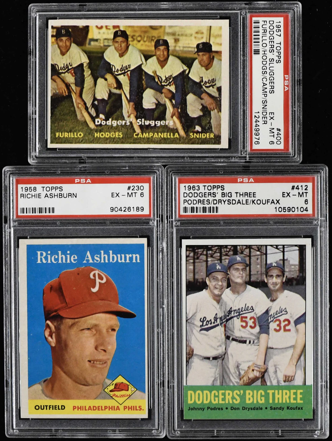 "Lot of (3) PSA-graded 1957-1963 cards witk Koufax