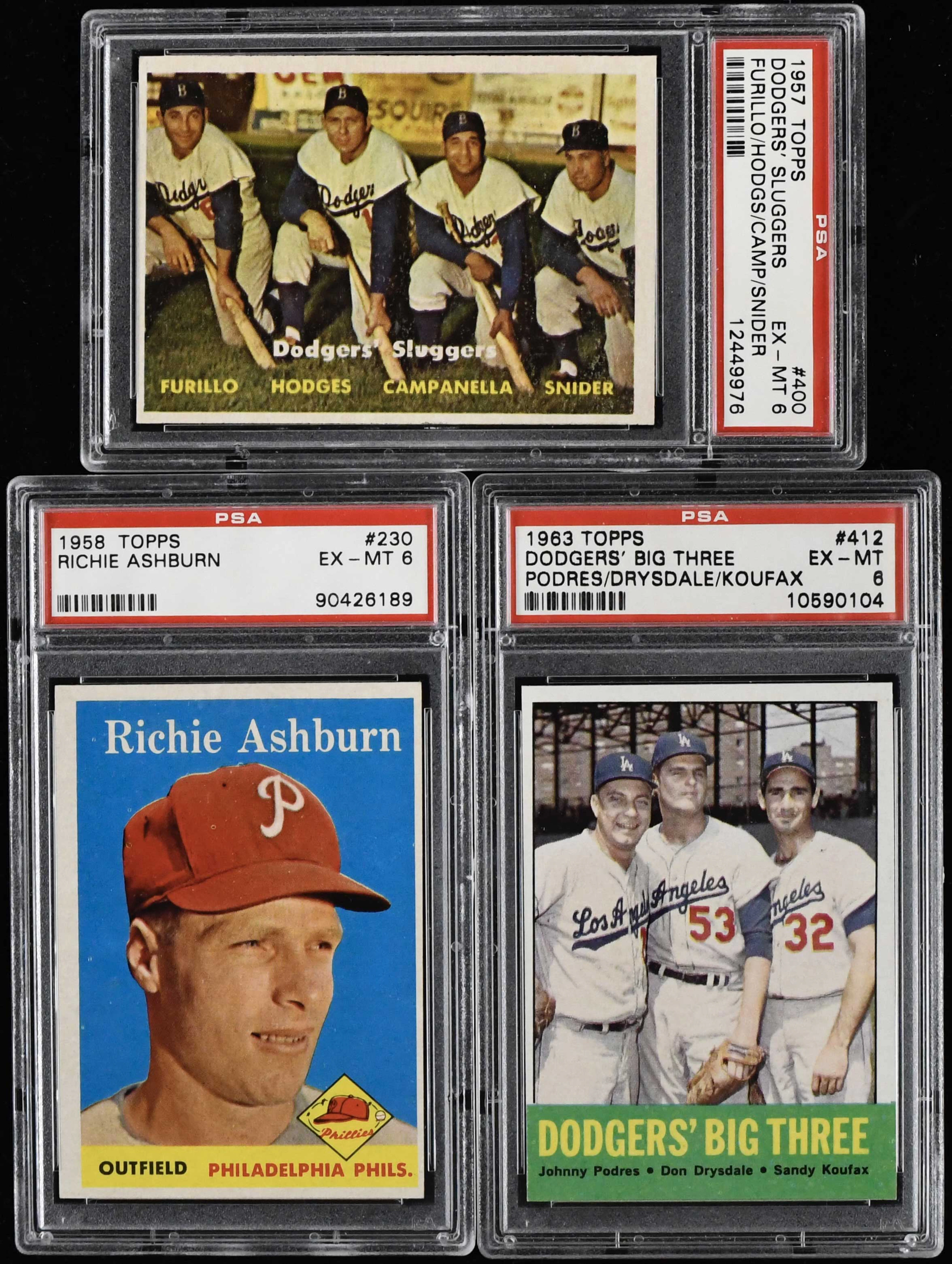 "Lot of (3) PSA-graded 1957-1963 cards witk Koufax