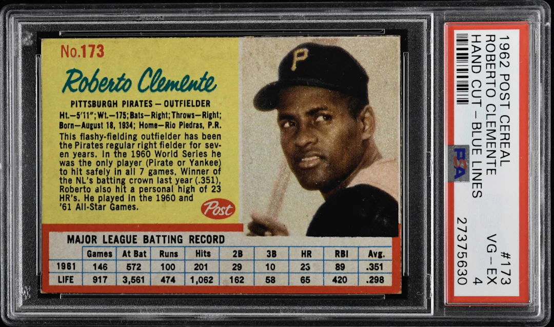 "1962 Post Cereal #173 Roberto Clemente