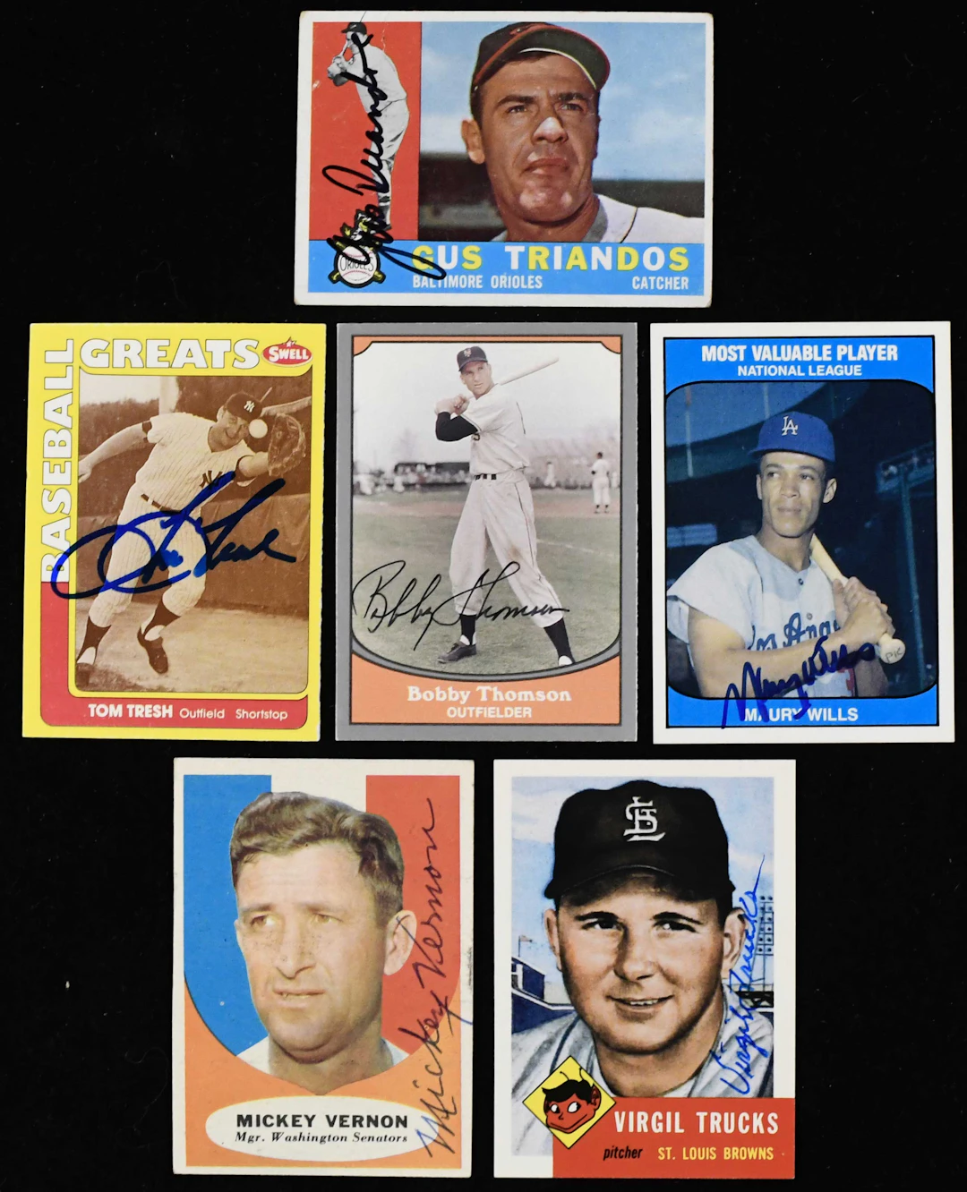 "Lot of (156) signed baseball cards from 1955 into the 1990s (GD-NM/MT)