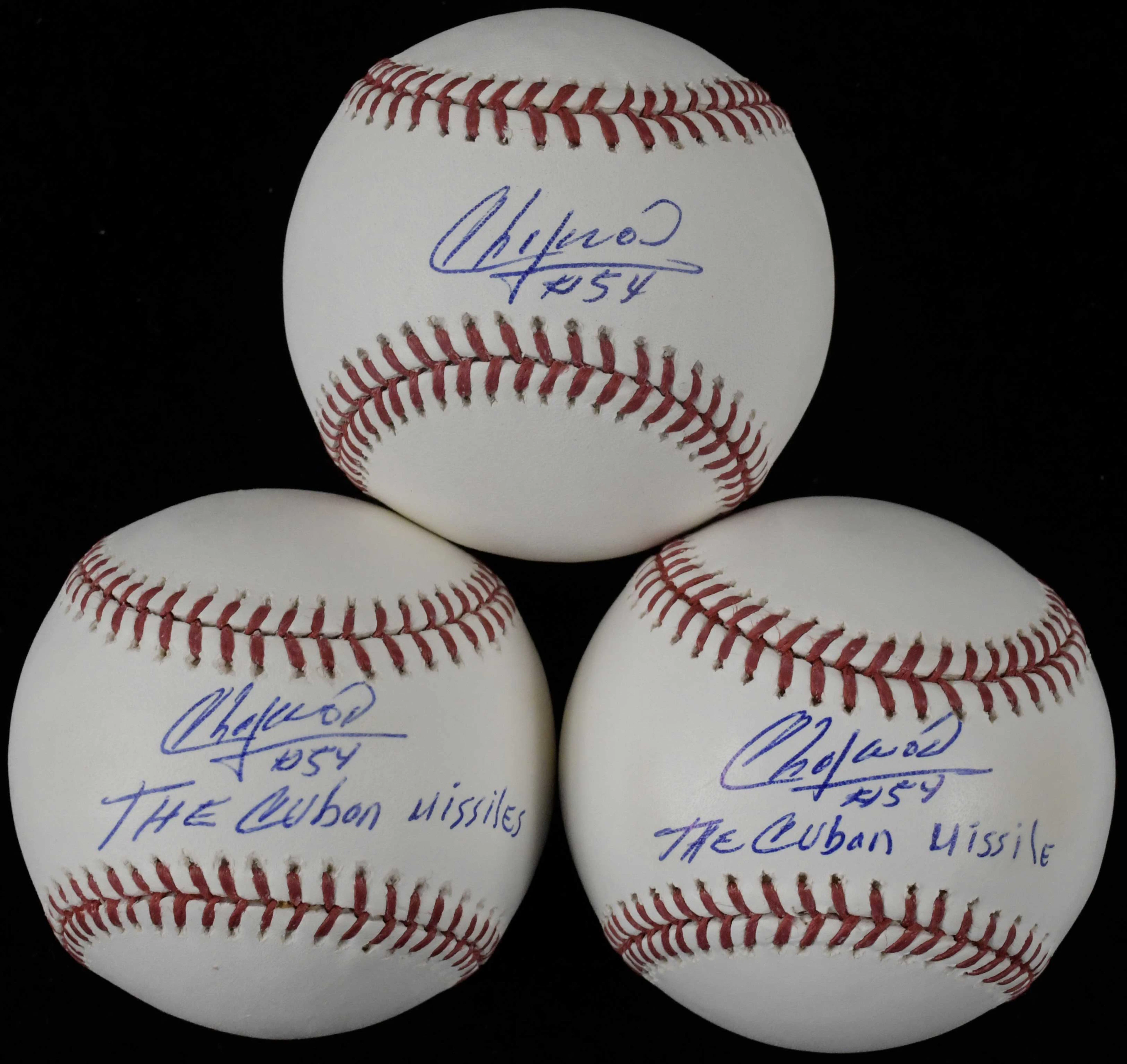 "Lot of (3) Aroldis Chapman signed baseballs - PSA/DNA (EX-NM/MT)