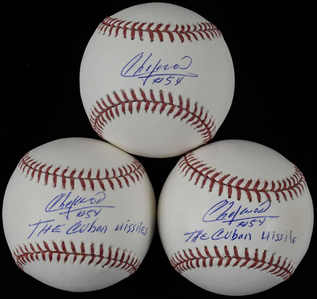 "Lot of (3) Aroldis Chapman signed baseballs - PSA/DNA (EX-NM/MT)