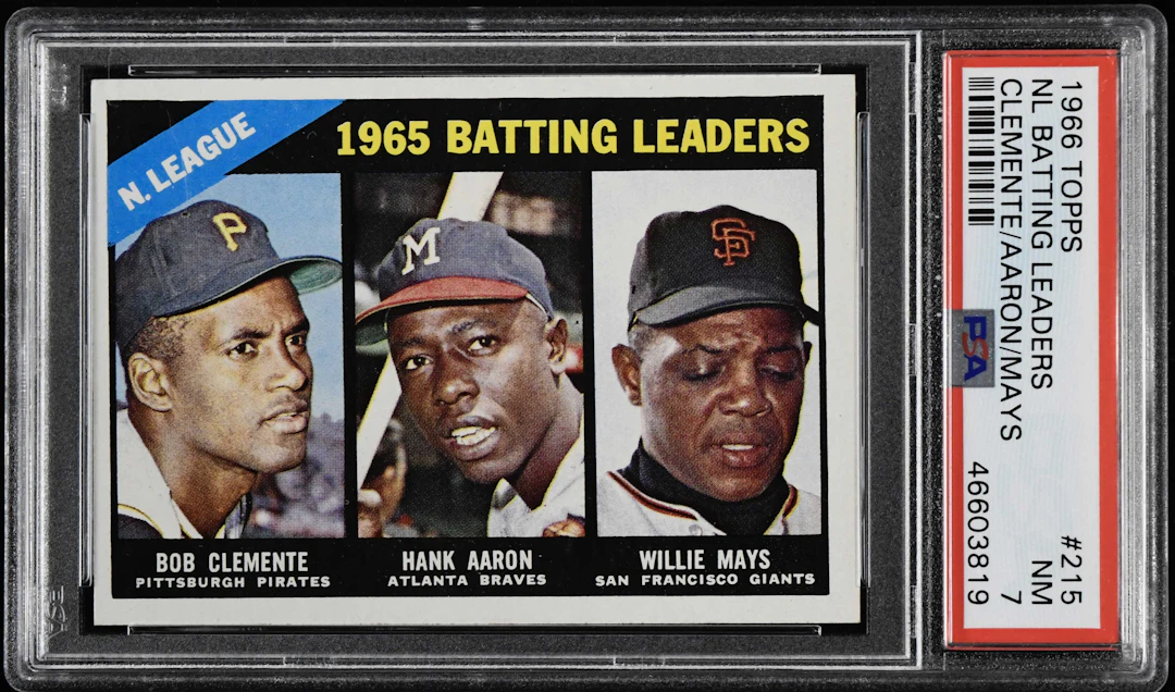 "1966 Topps #215 NL Batting Leaders with Clemente