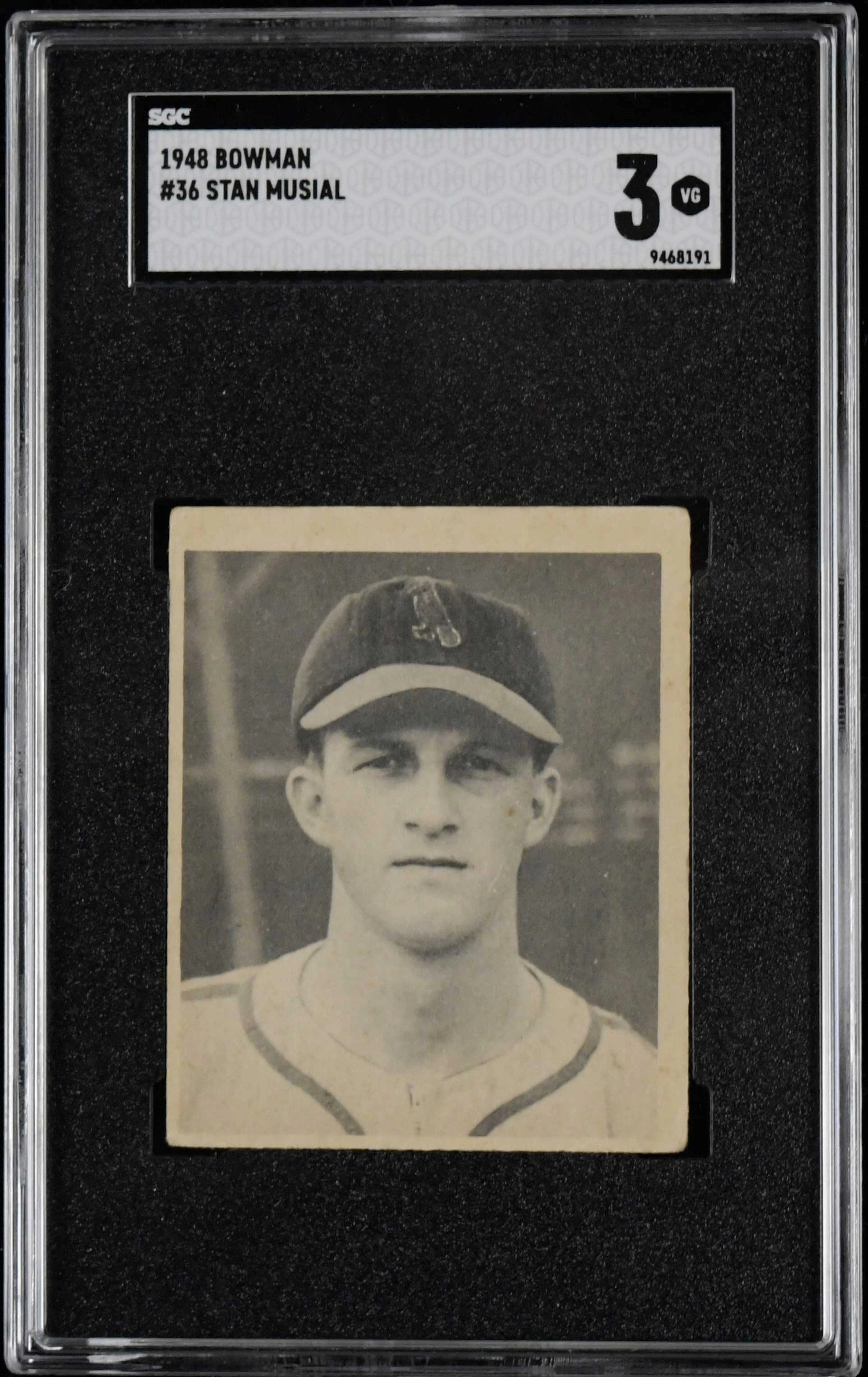 "1948 Bowman #36 Stan Musial rookie card graded SGC 3 (VG)