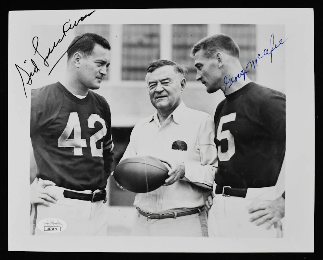 "Sid Luckman and George McAfee dual-signed 8""x10"" photograph - JSA (NM)