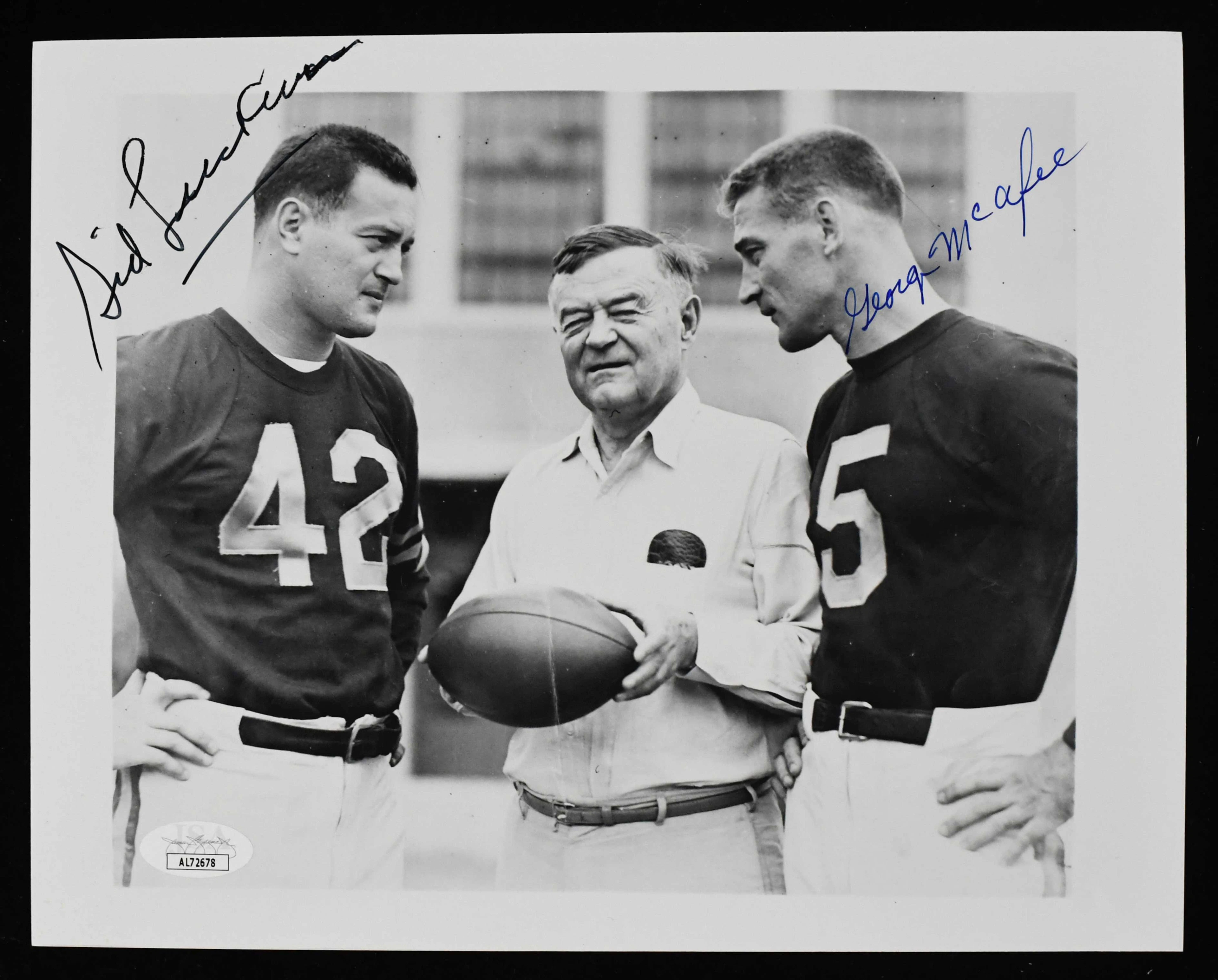 "Sid Luckman and George McAfee dual-signed 8""x10"" photograph - JSA (NM)