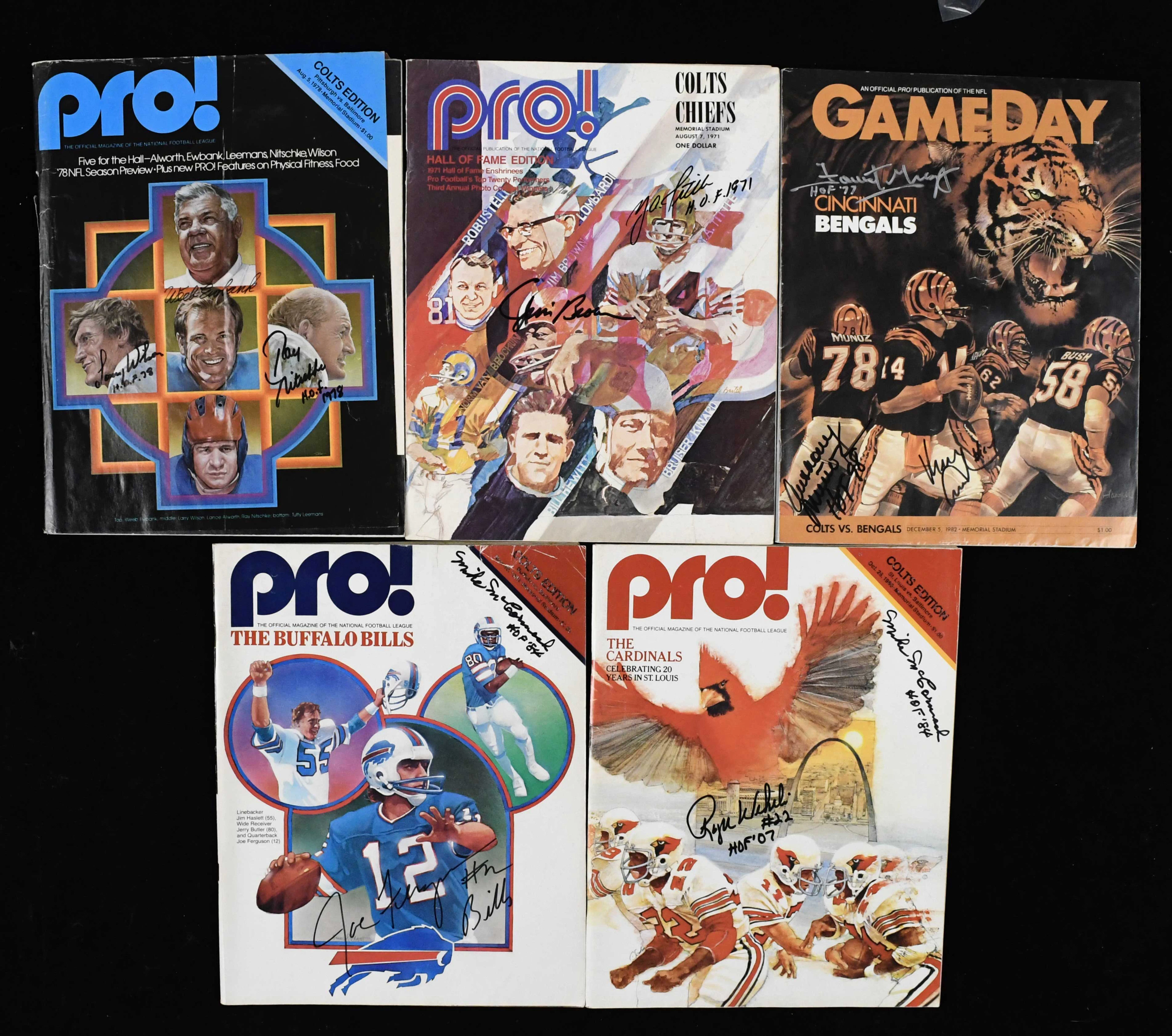 "Lot of (5) multi-signed FB programs and publications with HOFers