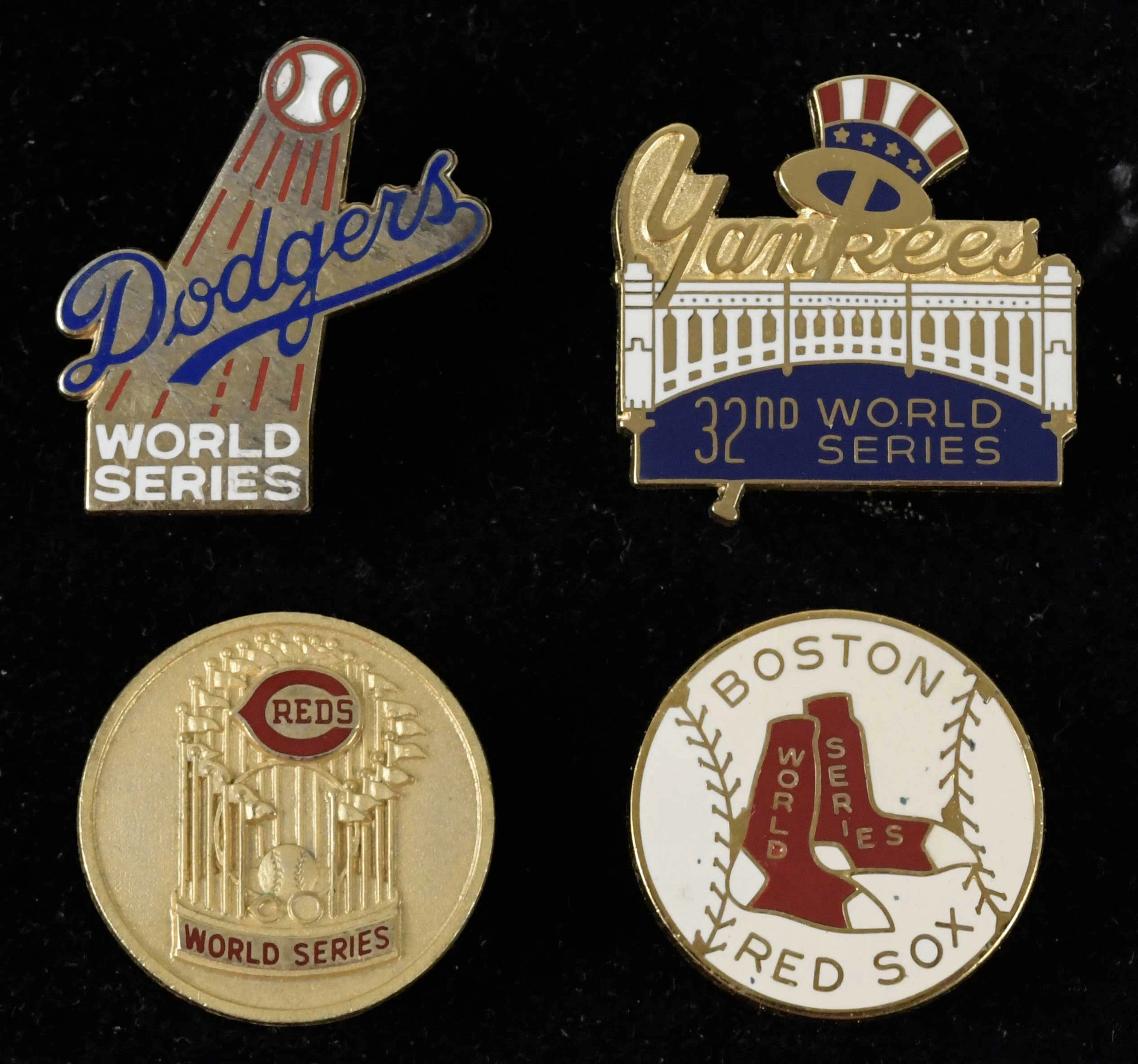 "Lot of (6) World Series press pins and charm from 1975-1979 (VG-NM/MT)