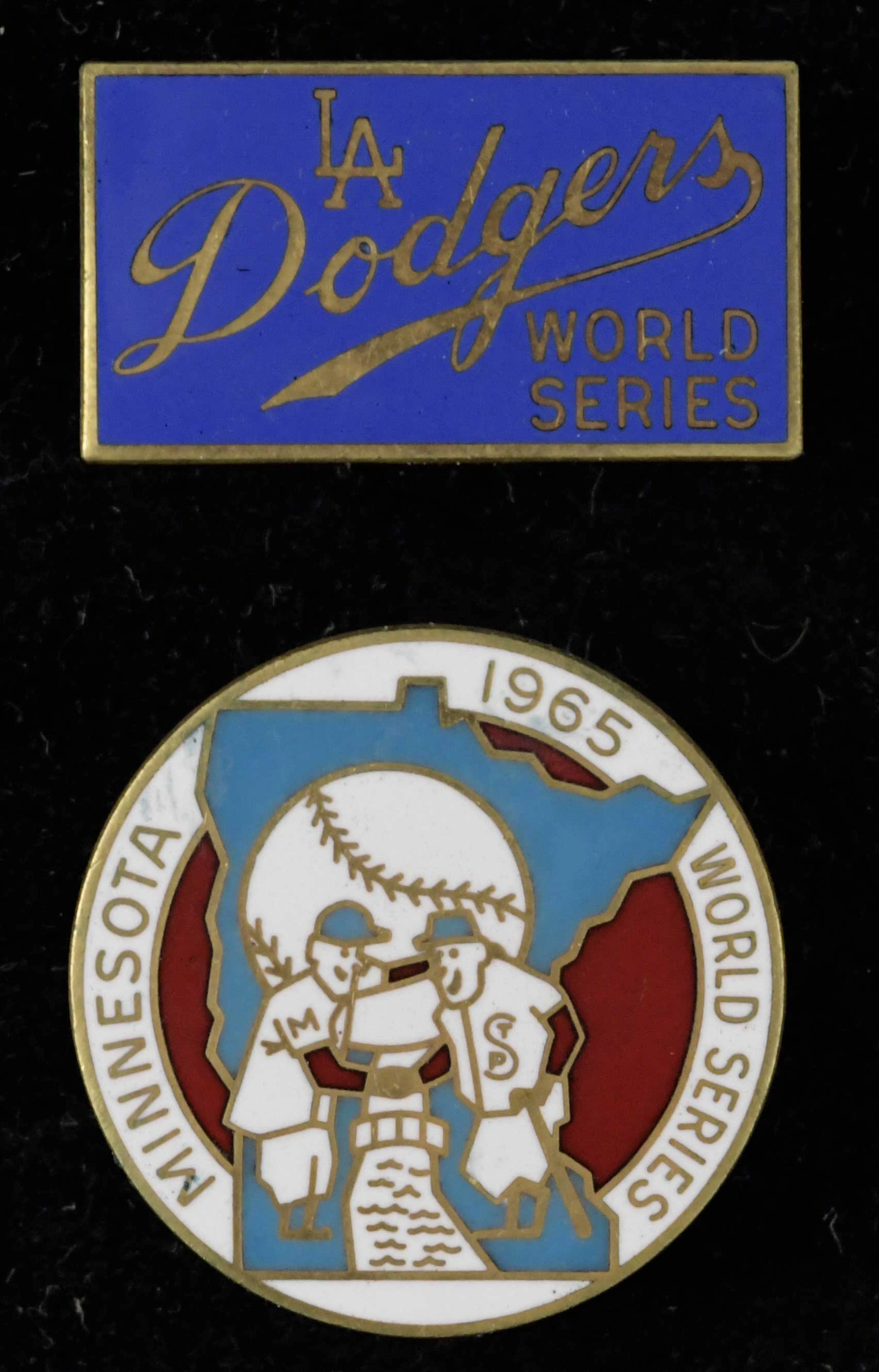 "Minnesota Twins and Los Angeles Dodgers 1965 World Series press pins (EX/MT-NM)