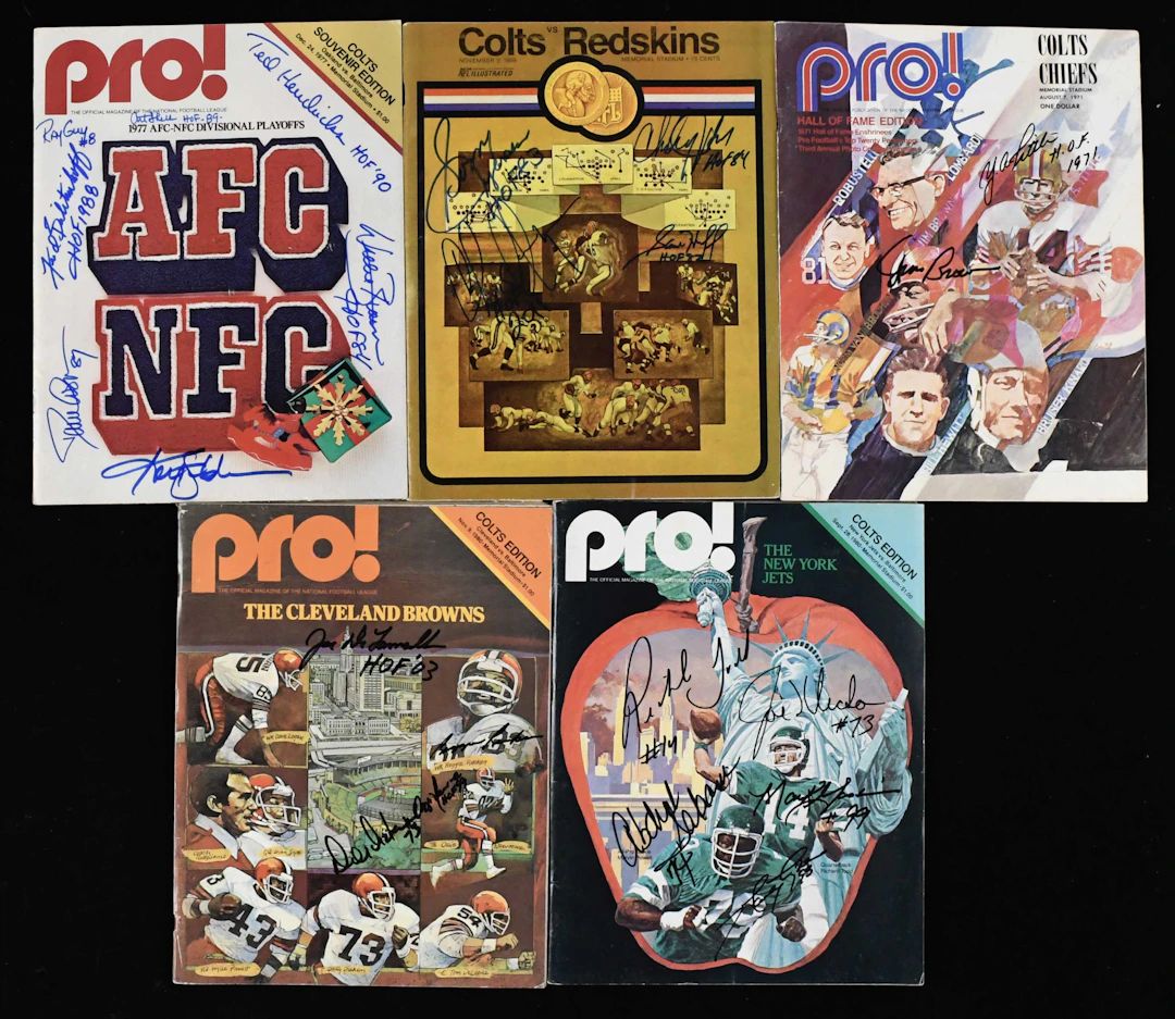 "Lot of (5) multi-signed FB programs & publications with HOFers