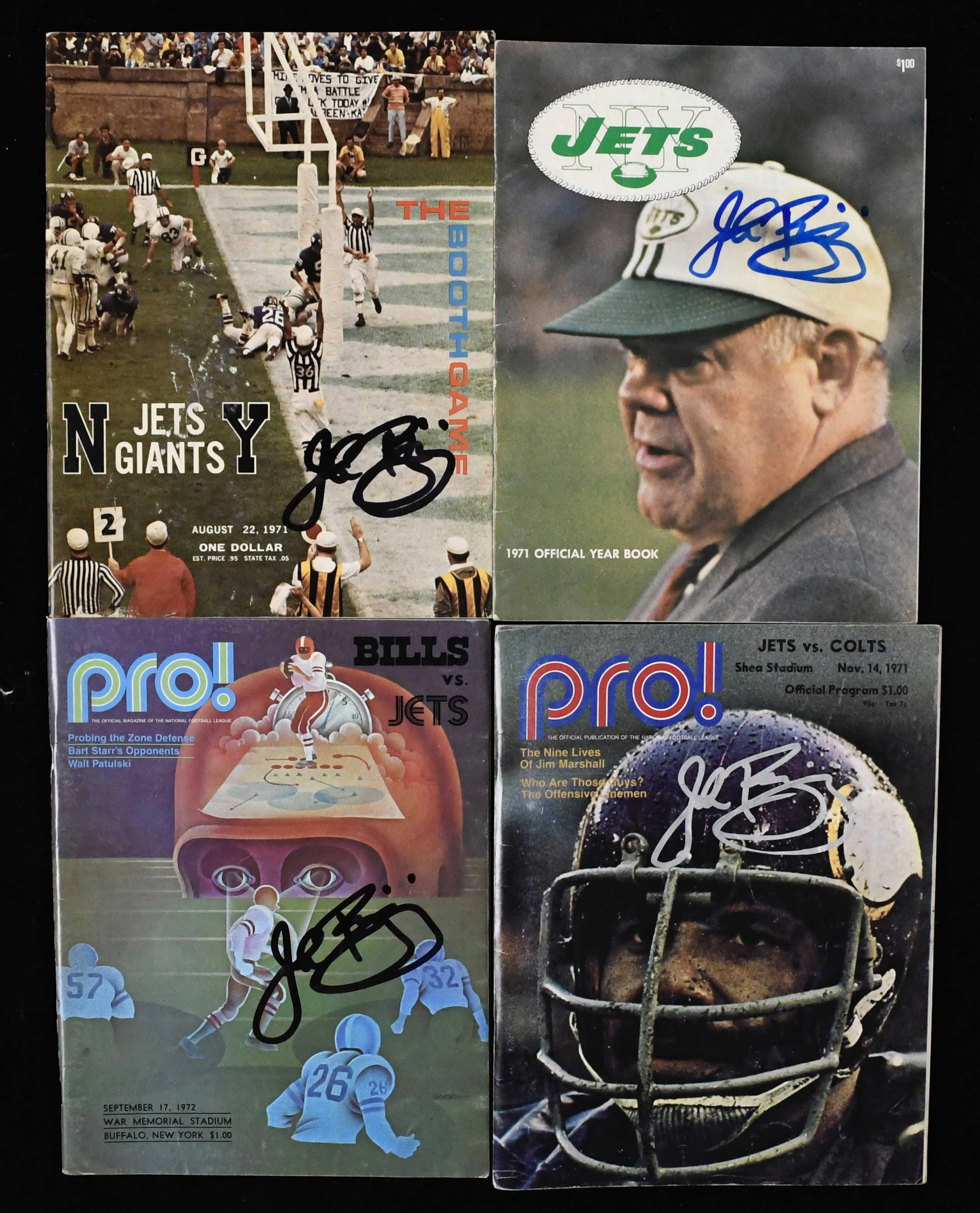 "Lot of (4) John Riggins signed New York Jets programs...