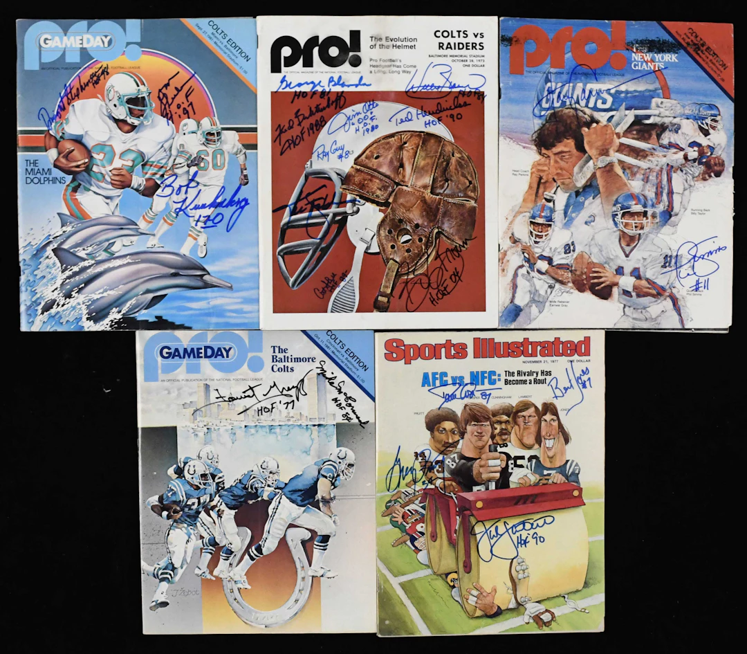 "Lot of (5) multi-signed FB programs and publications with HOFers