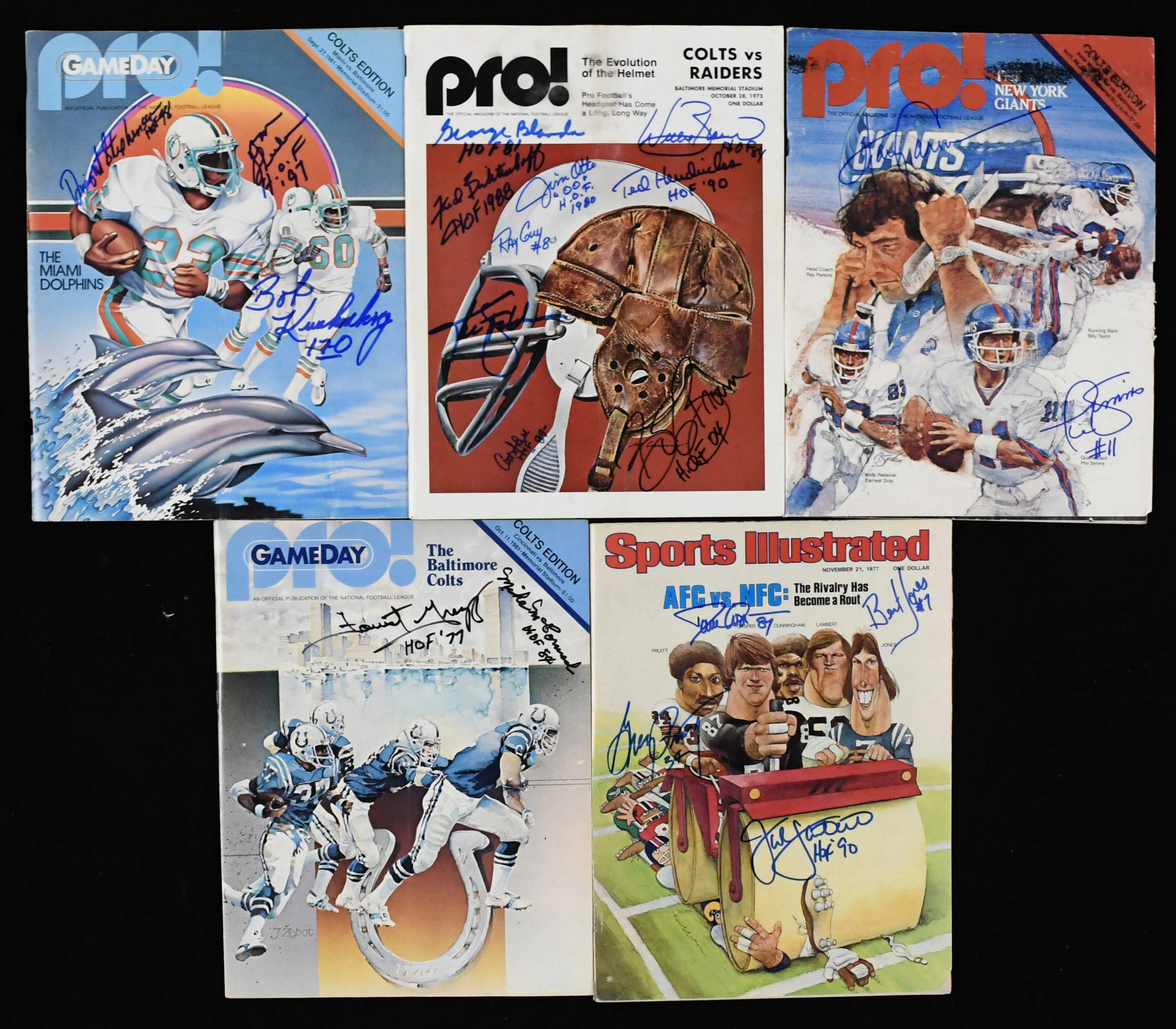 "Lot of (5) multi-signed FB programs and publications with HOFers