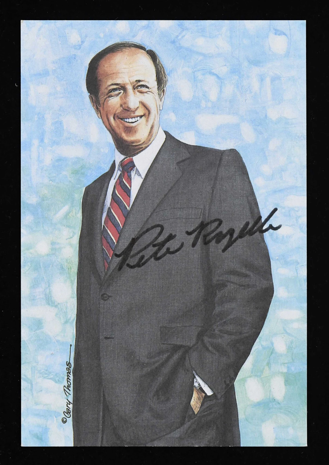 Pete Rozelle signed 1989 Goal Line Art card - JSA (NM)